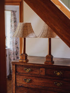 Vintage Wooden Table Lamps With Rattan Shade From Ikea
