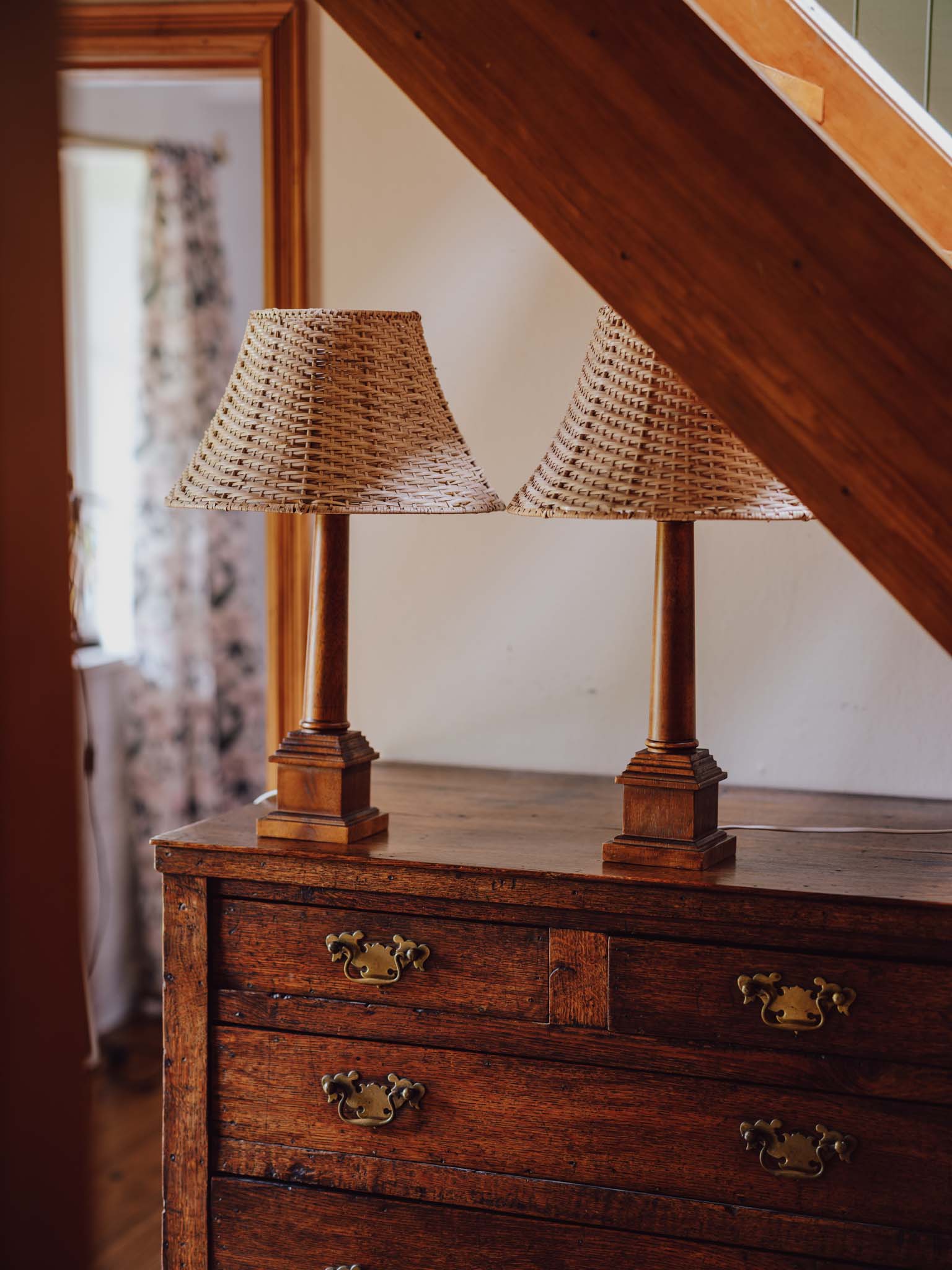 Vintage Wooden Table Lamps With Rattan Shade From Ikea