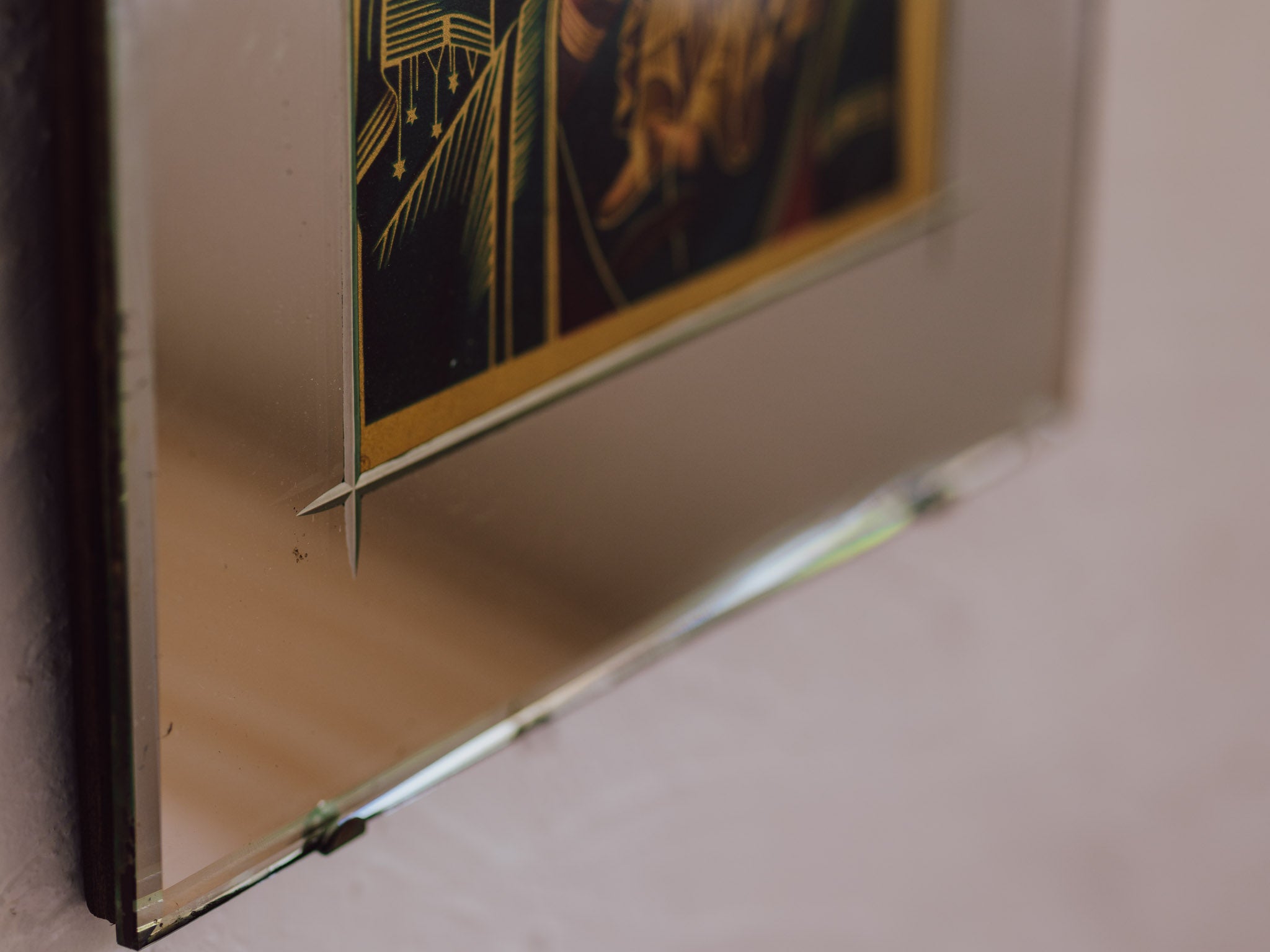 Vintage Mirror Art Featuring Our Lady Of Perpetual Help.