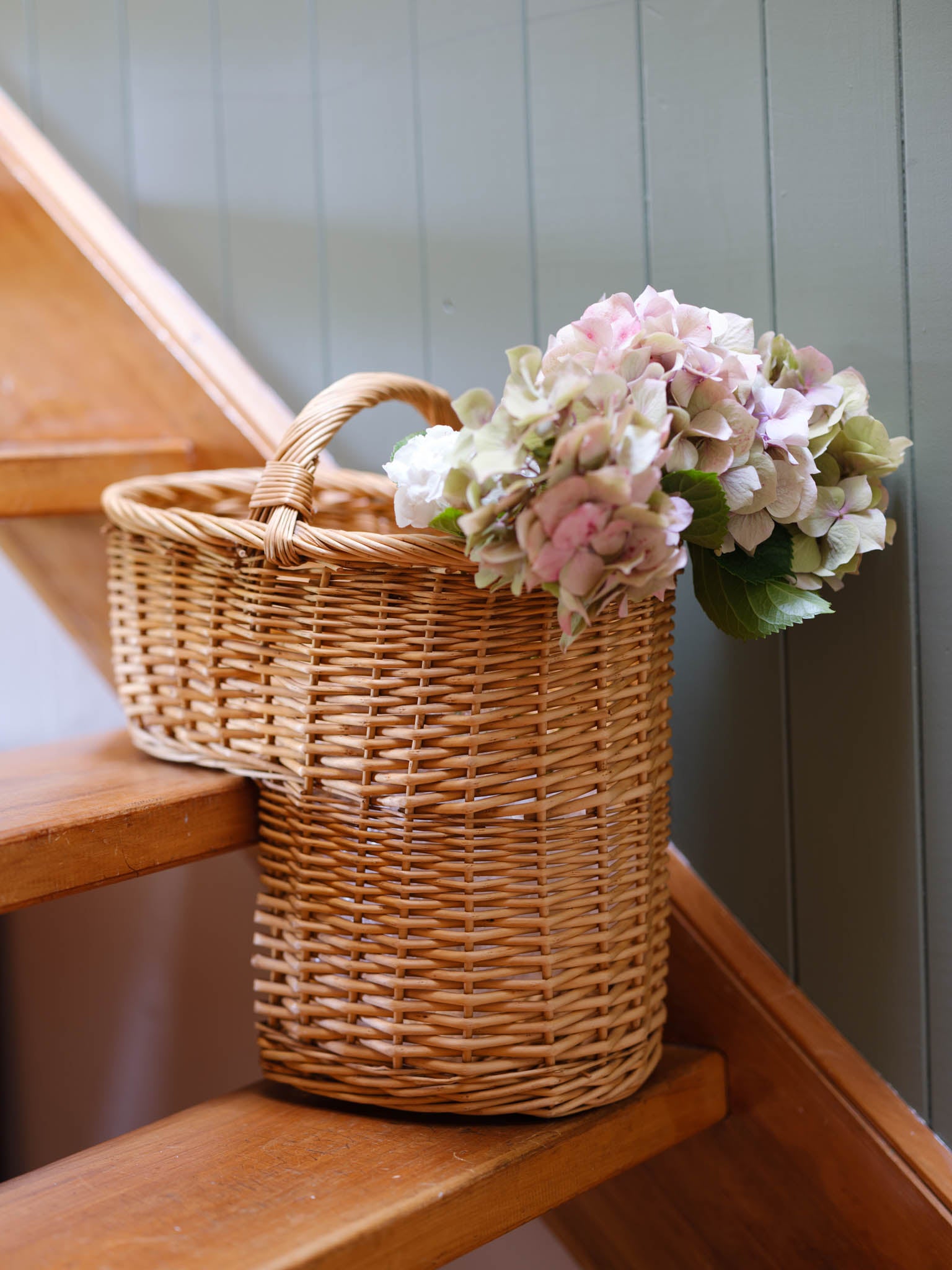 Vintage Wicker Stair Basket