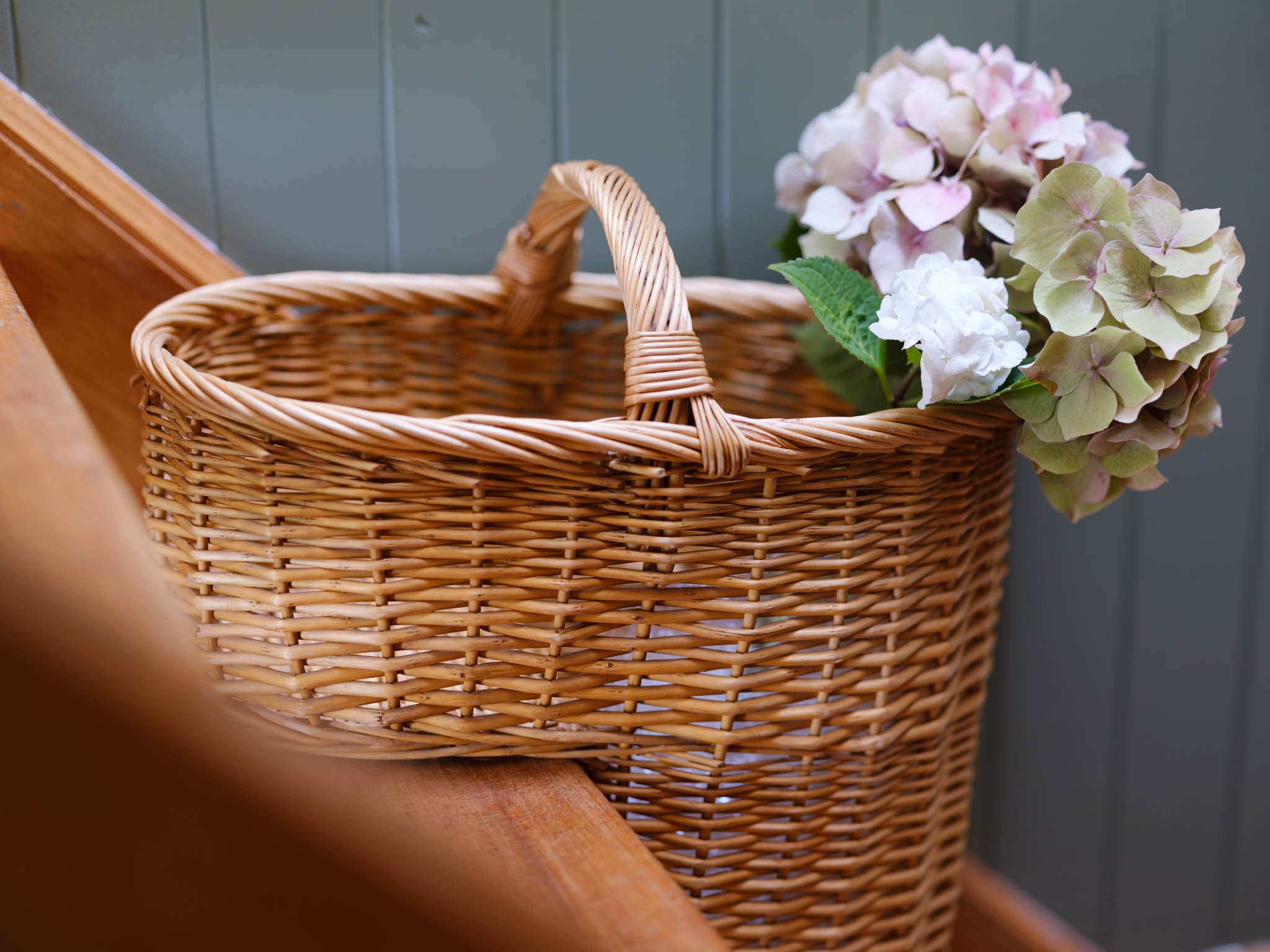 Vintage Wicker Stair Basket