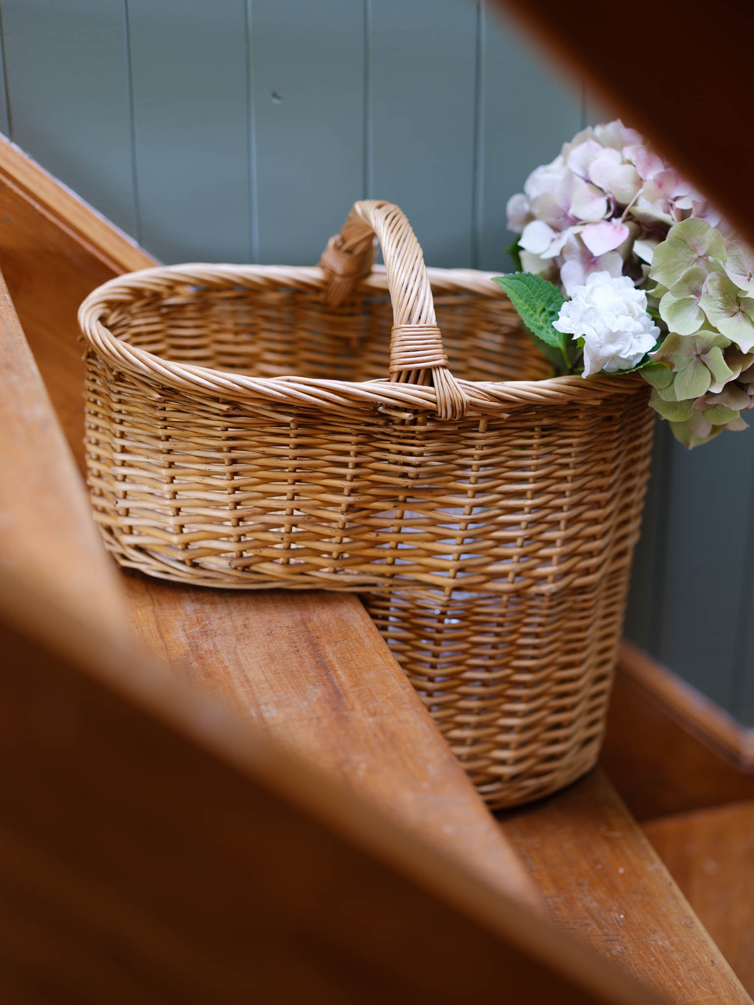Vintage Wicker Stair Basket