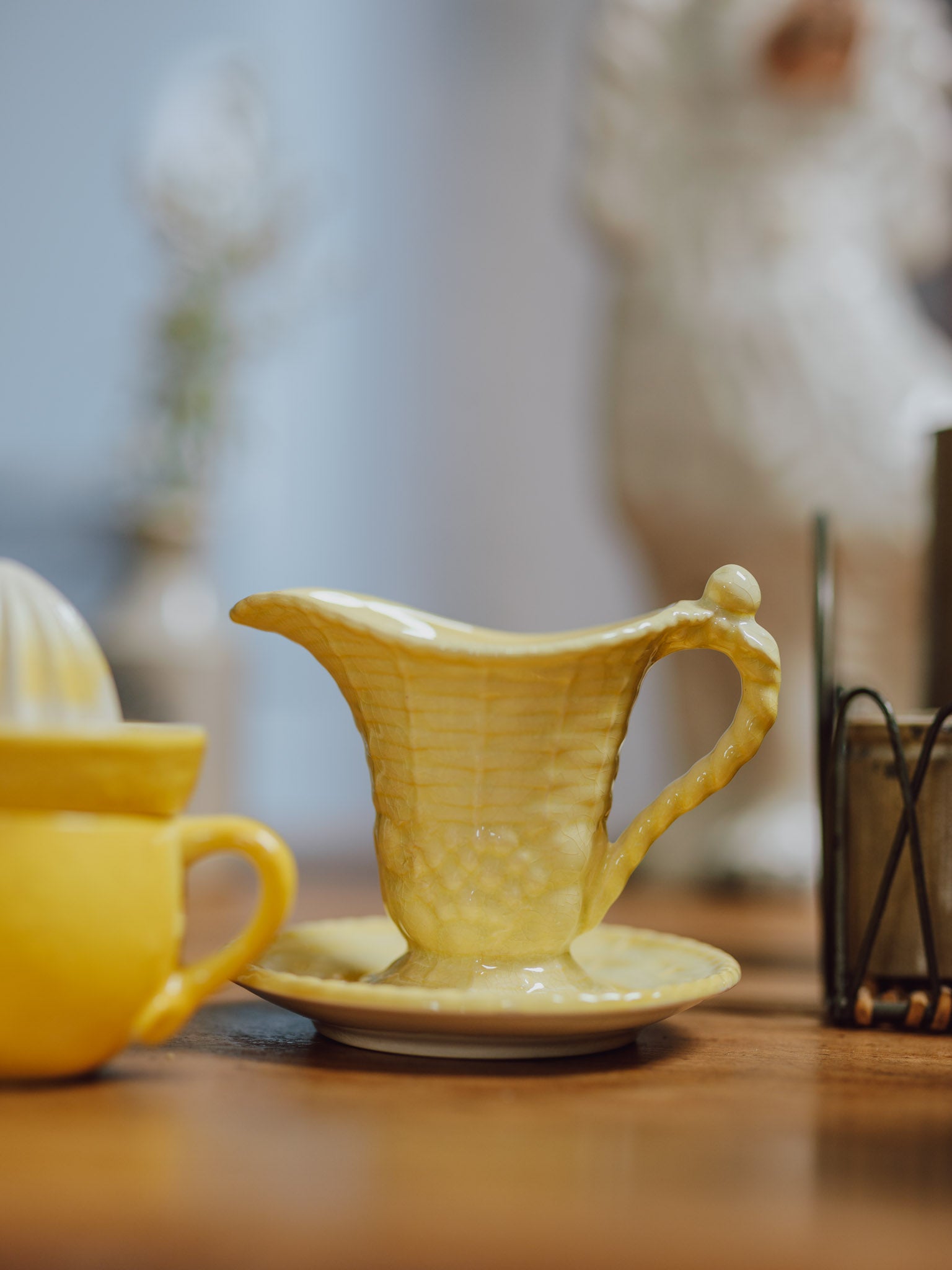 Carltonware Sauce Jug With Plate In A Buttery Yellow