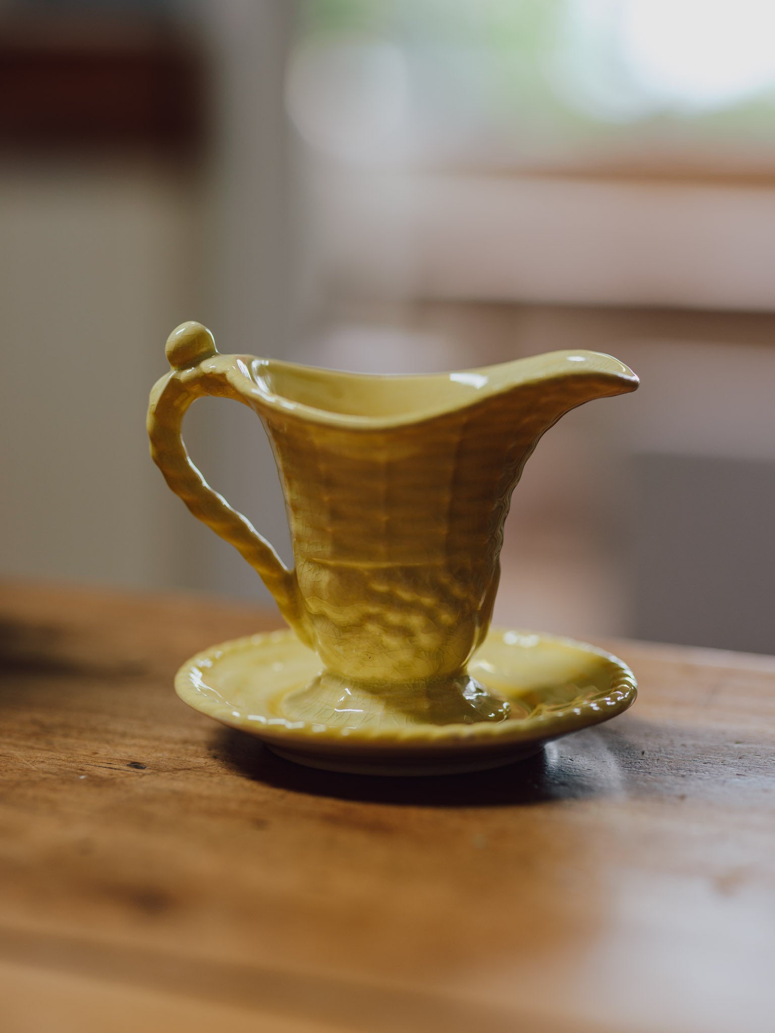 Carltonware Sauce Jug With Plate In A Buttery Yellow