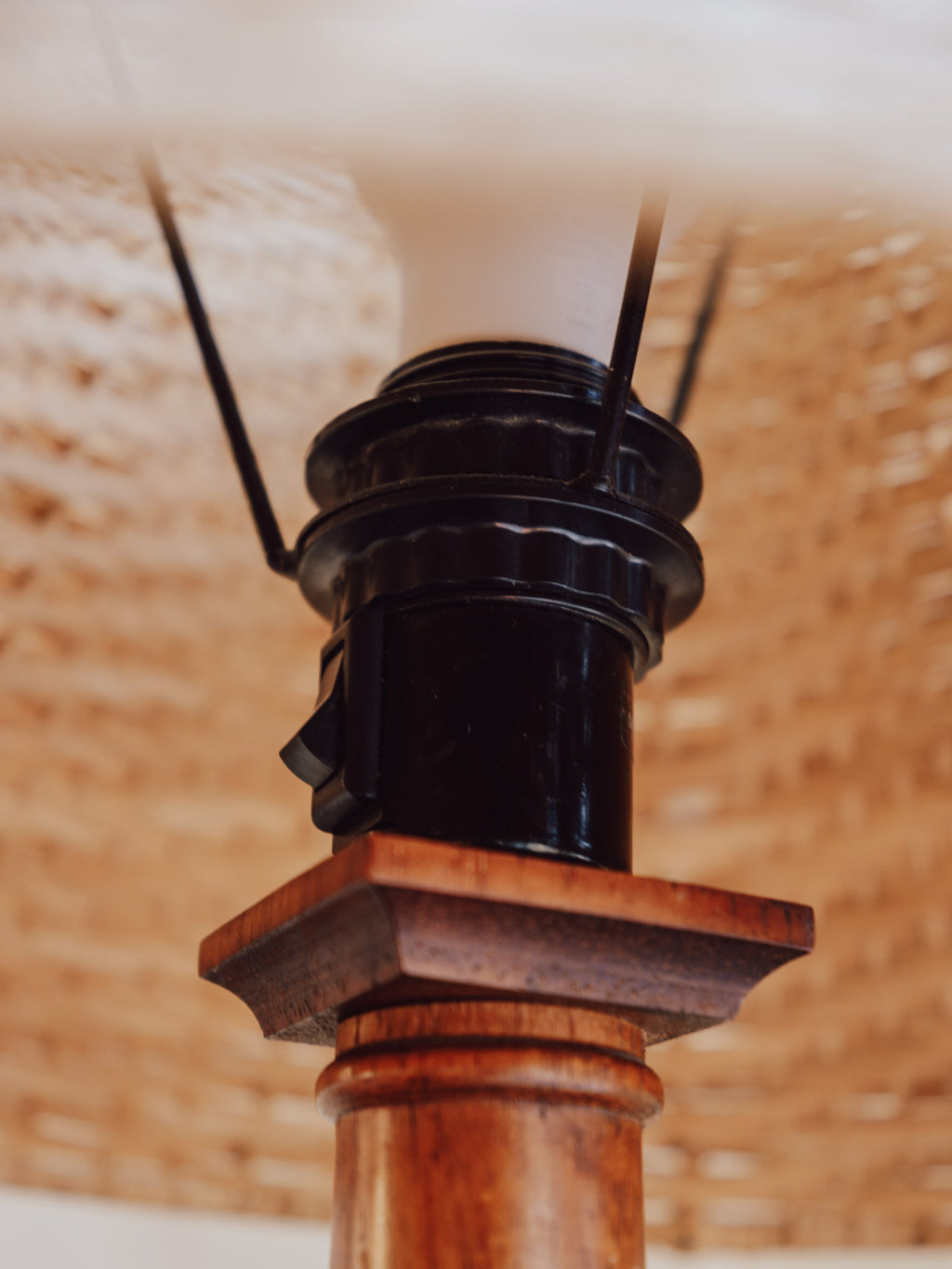 Vintage Wooden Table Lamps With Rattan Shade From Ikea