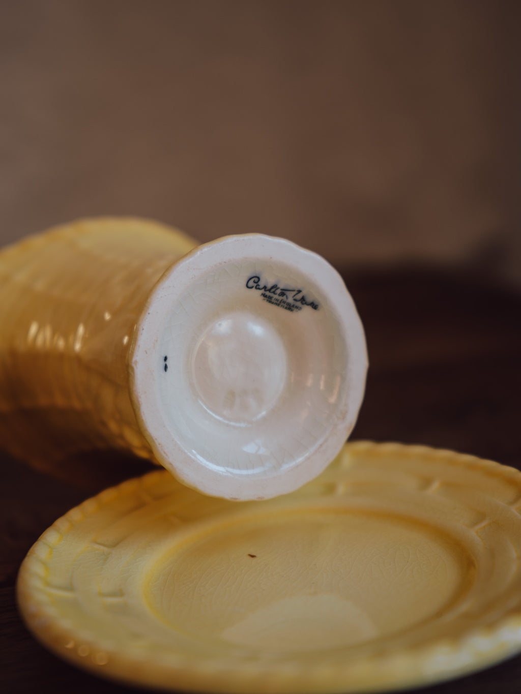 Carltonware Sauce Jug With Plate In A Buttery Yellow