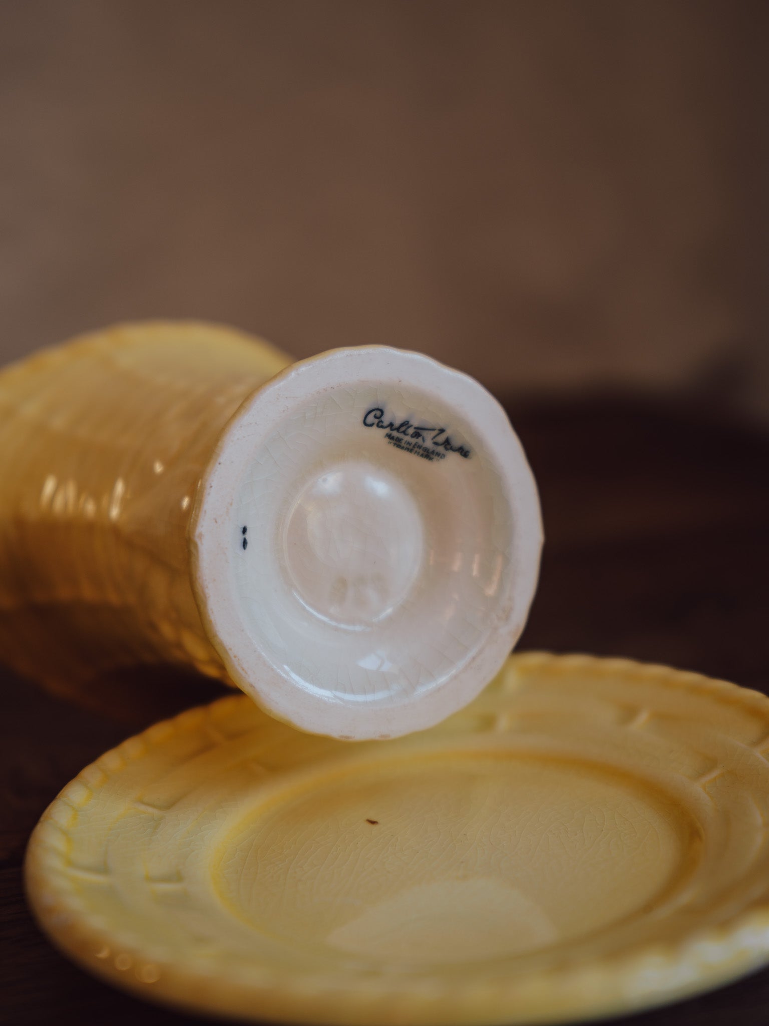 Carltonware Sauce Jug With Plate In A Buttery Yellow