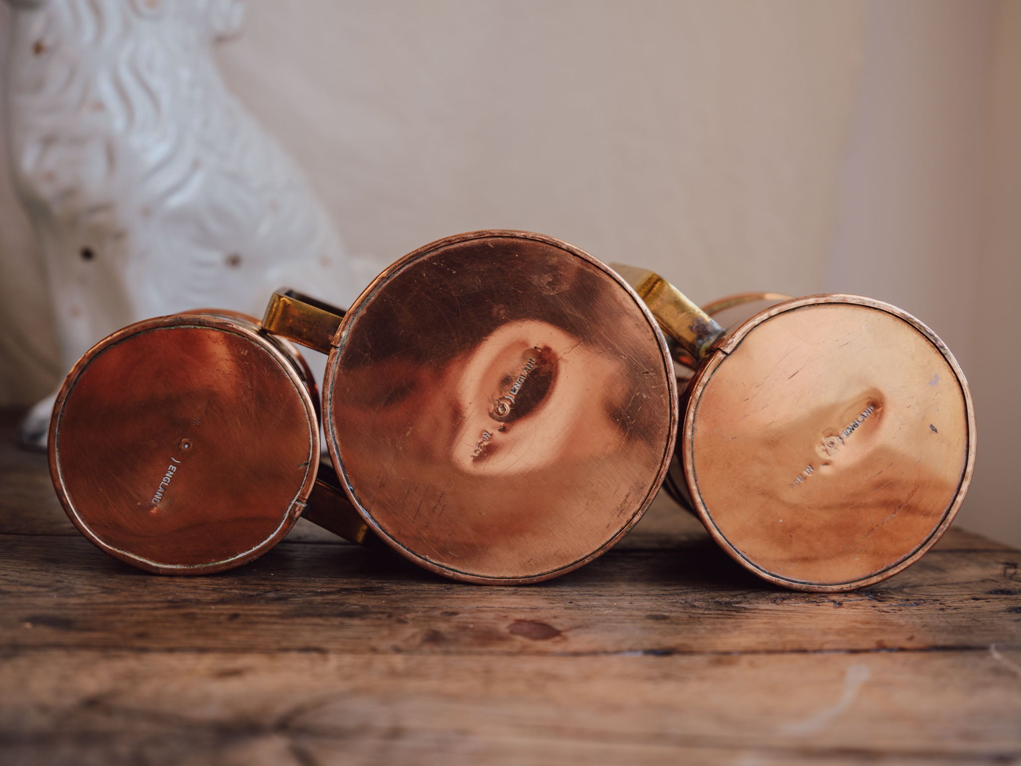 Set Of 3 Grain Copper And Brass Measures