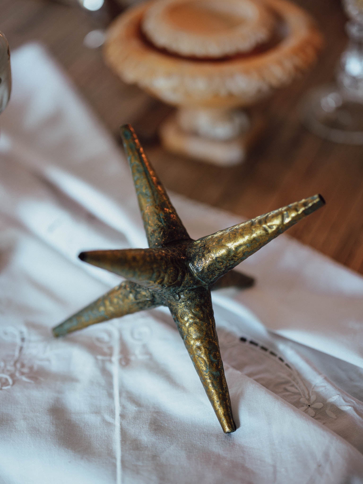 Vintage Brass Star Object | Verdigris Patina