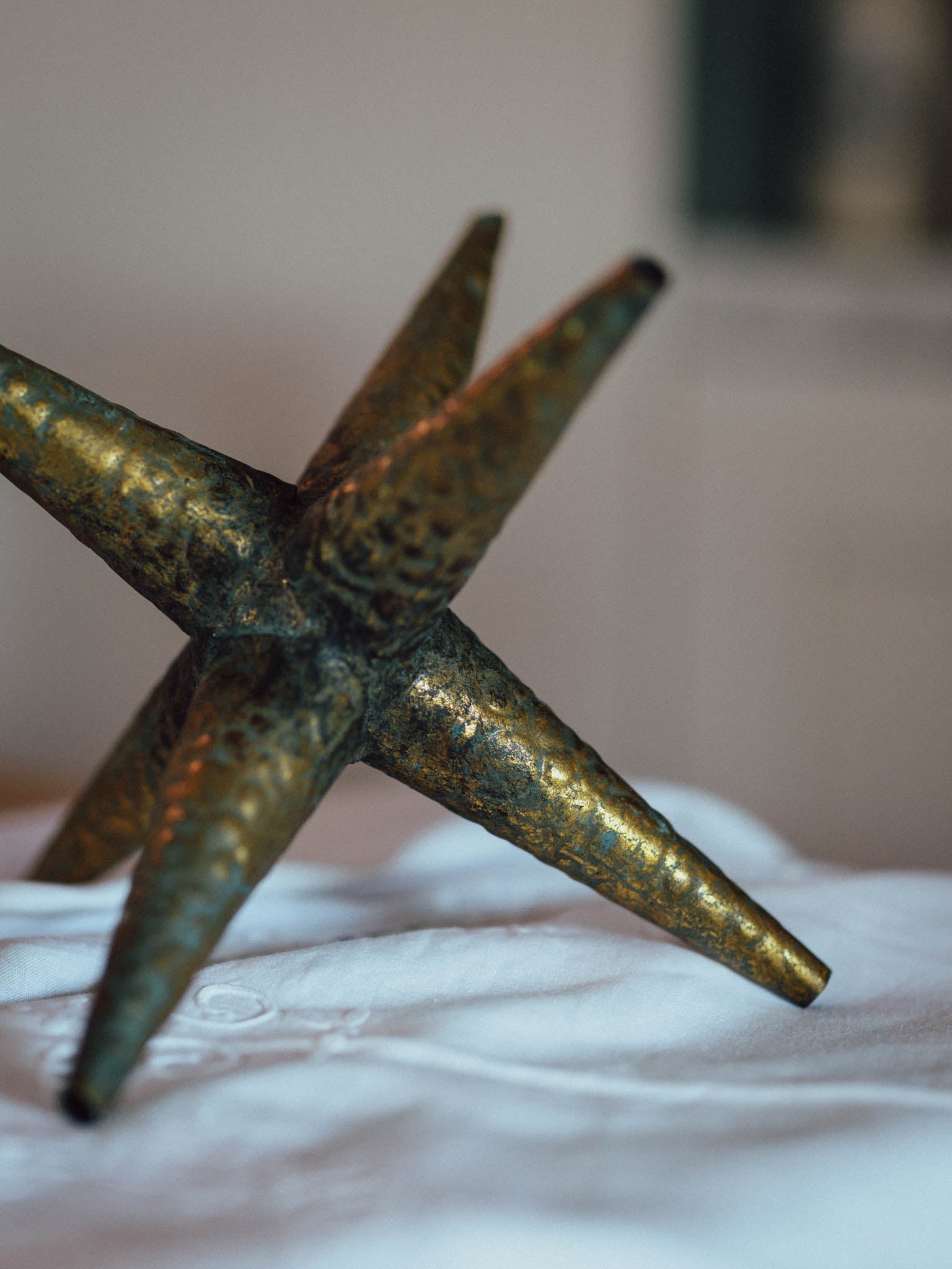 Vintage Brass Star Object | Verdigris Patina