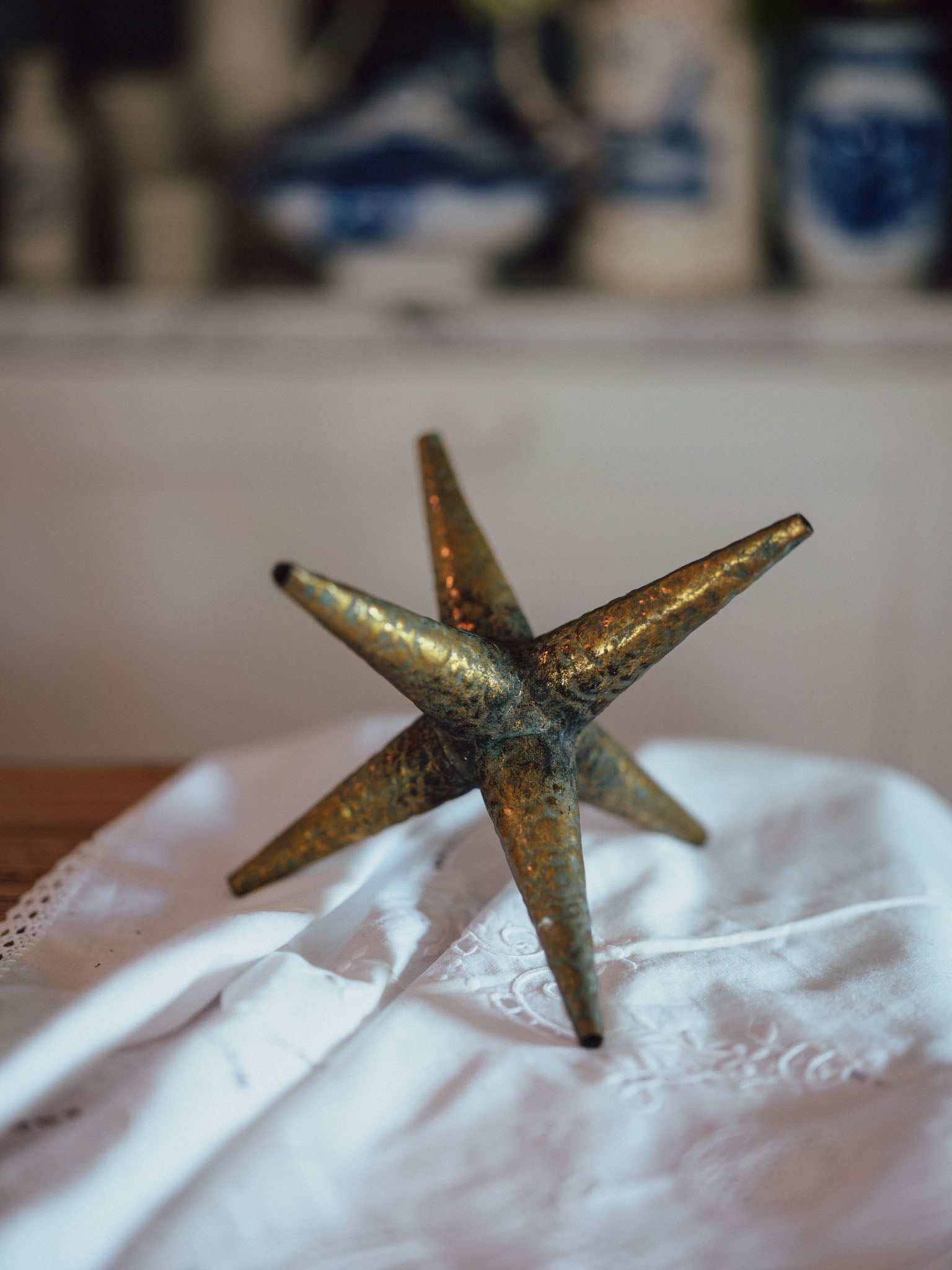 Vintage Brass Star Object | Verdigris Patina