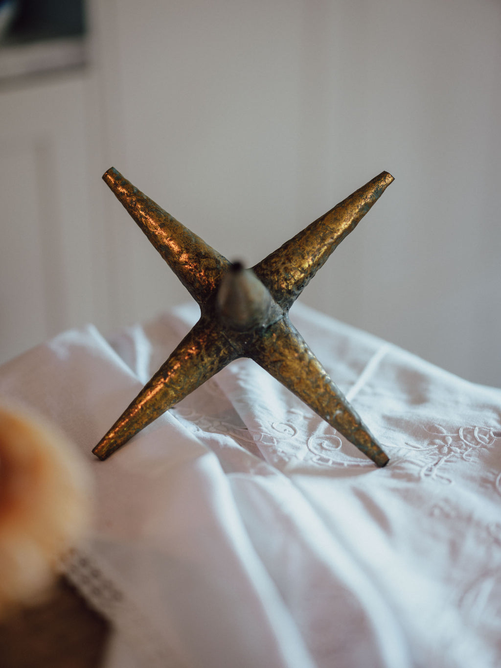 Vintage Brass Star Object | Verdigris Patina