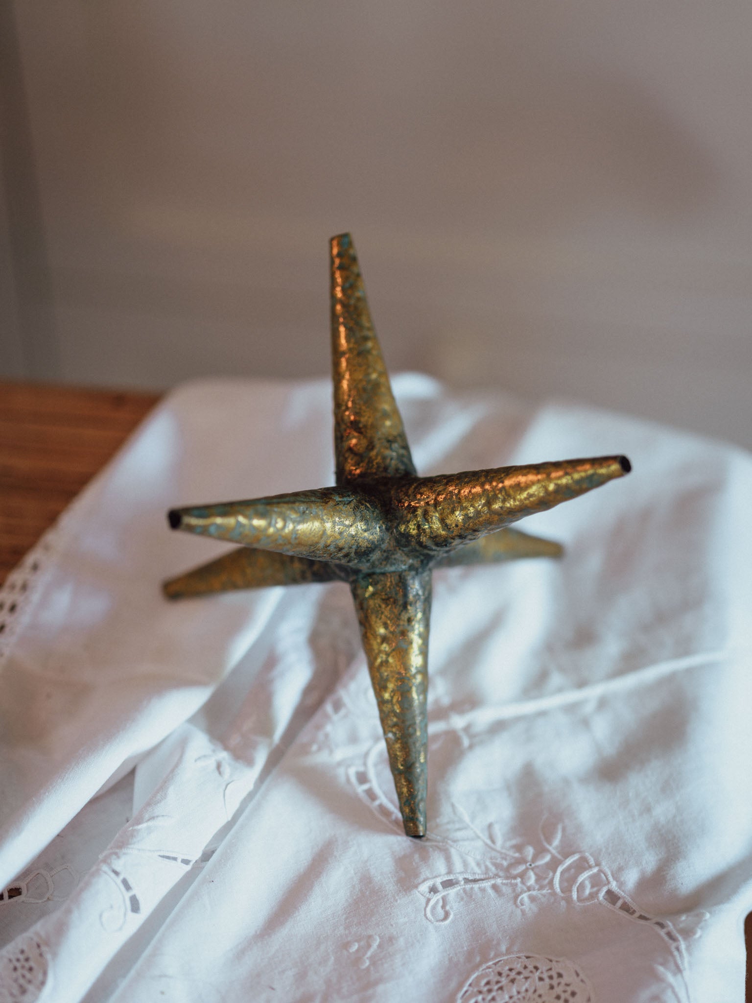 Vintage Brass Star Object | Verdigris Patina