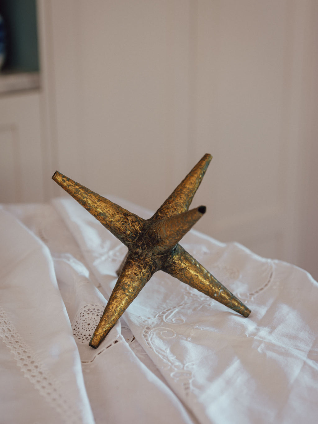 Vintage Brass Star Object | Verdigris Patina
