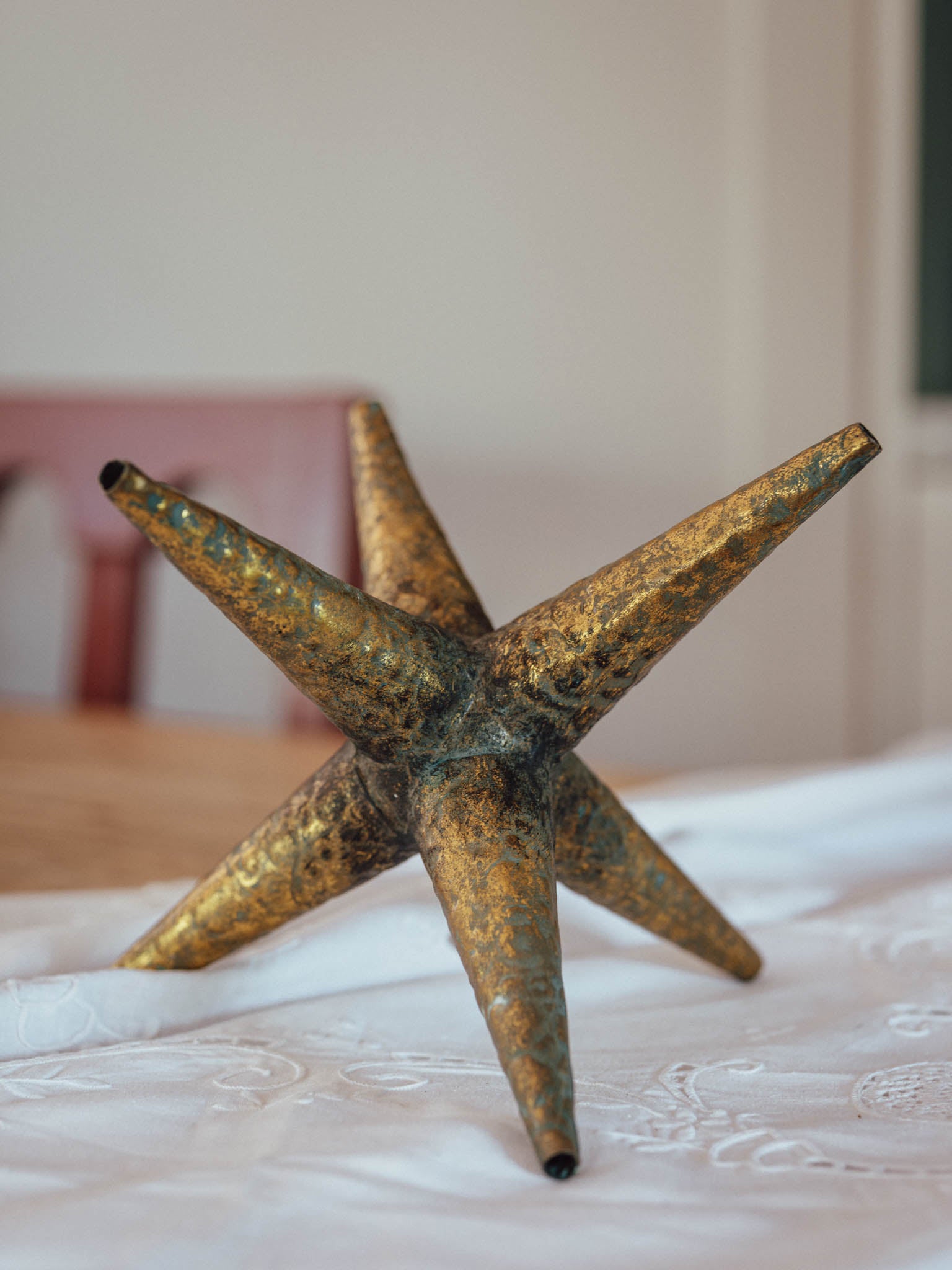 Vintage Brass Star Object | Verdigris Patina
