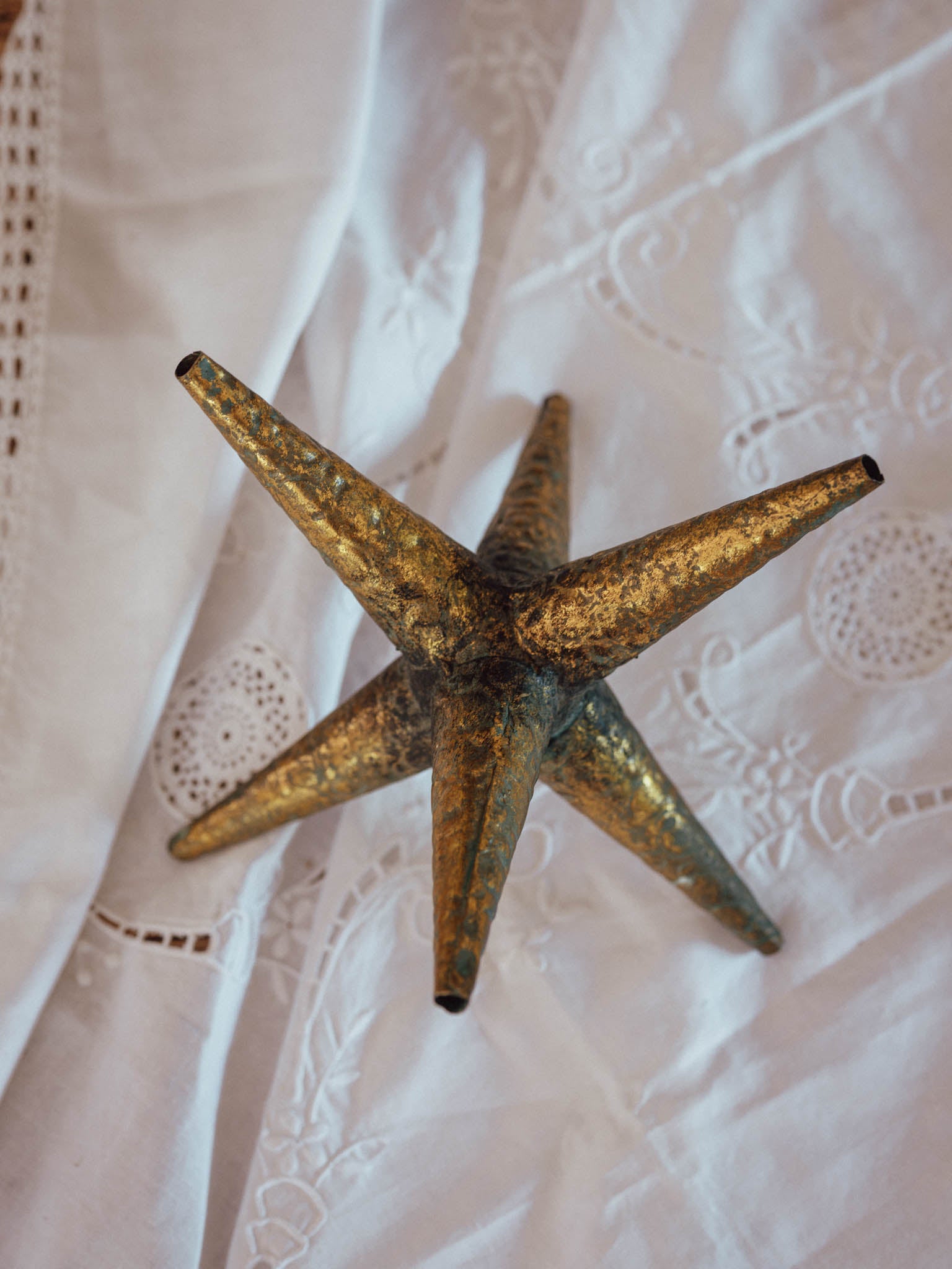 Vintage Brass Star Object | Verdigris Patina