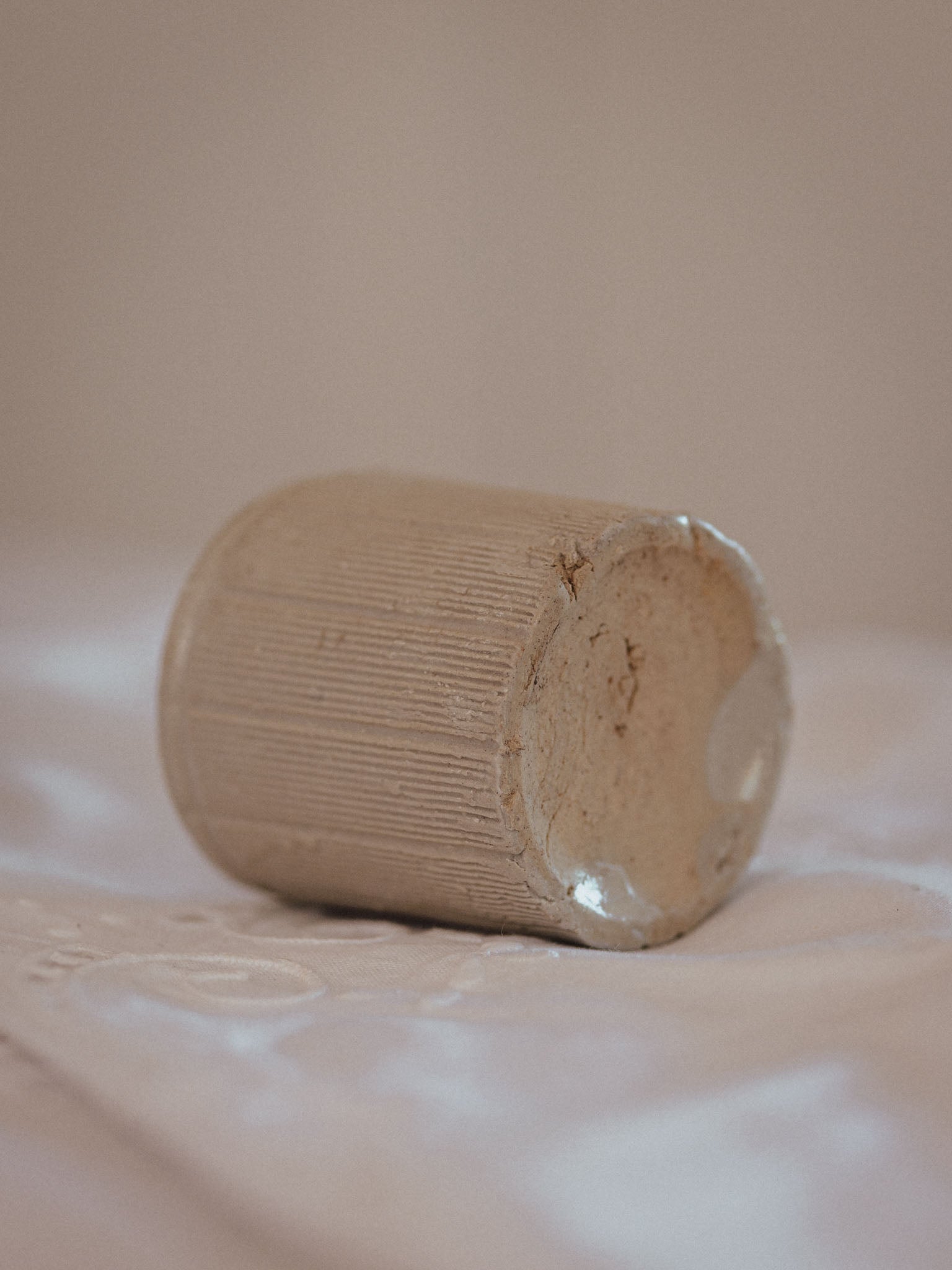 Antique Miniature Ribbed Stoneware Pottles | 6cm