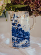 Vintage "Zuider Zee" Gilded Flow Blue Pitcher | Nautical Scene (c. 1910)