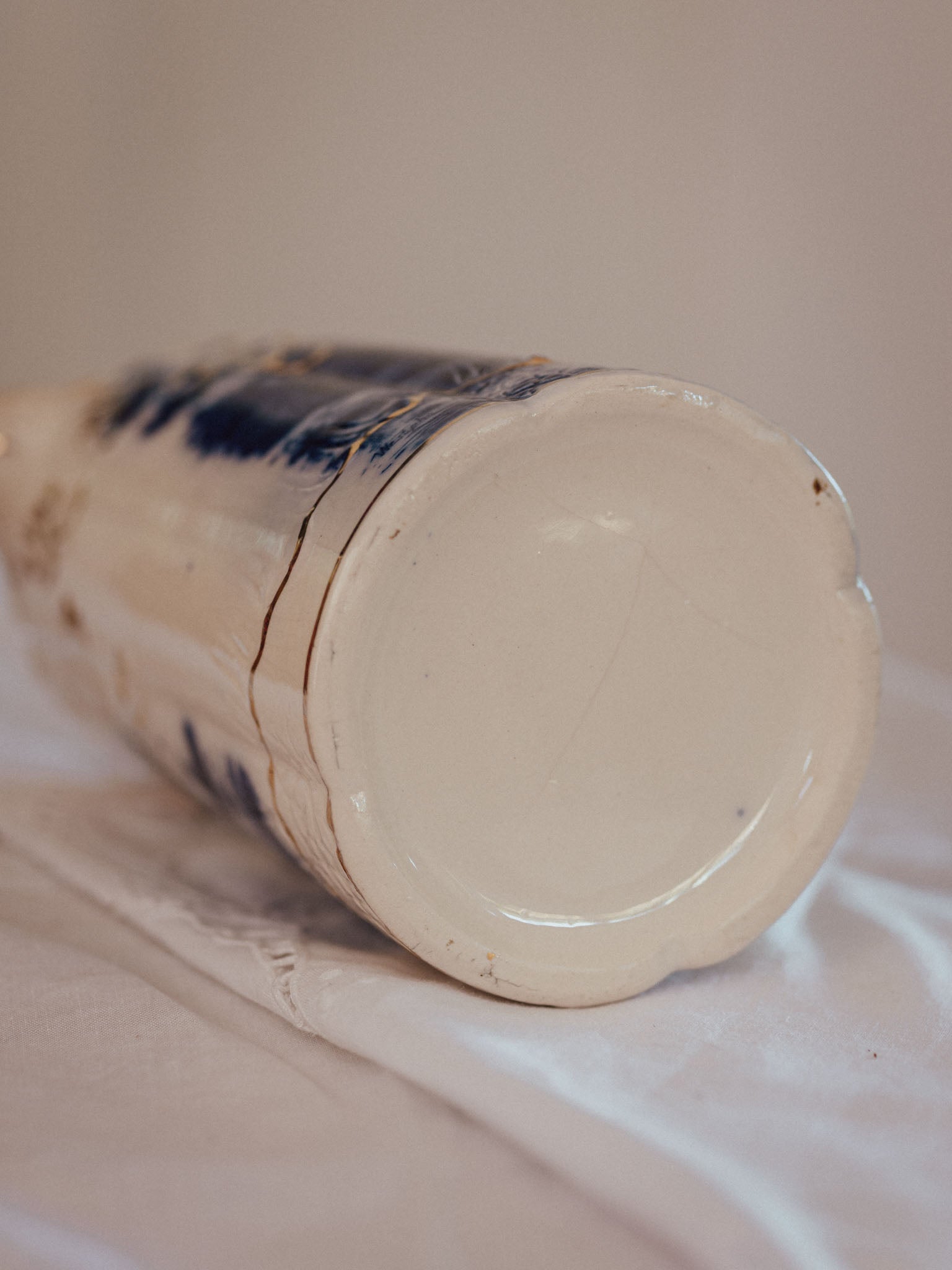 Vintage "Zuider Zee" Gilded Flow Blue Pitcher | Nautical Scene (c. 1910)