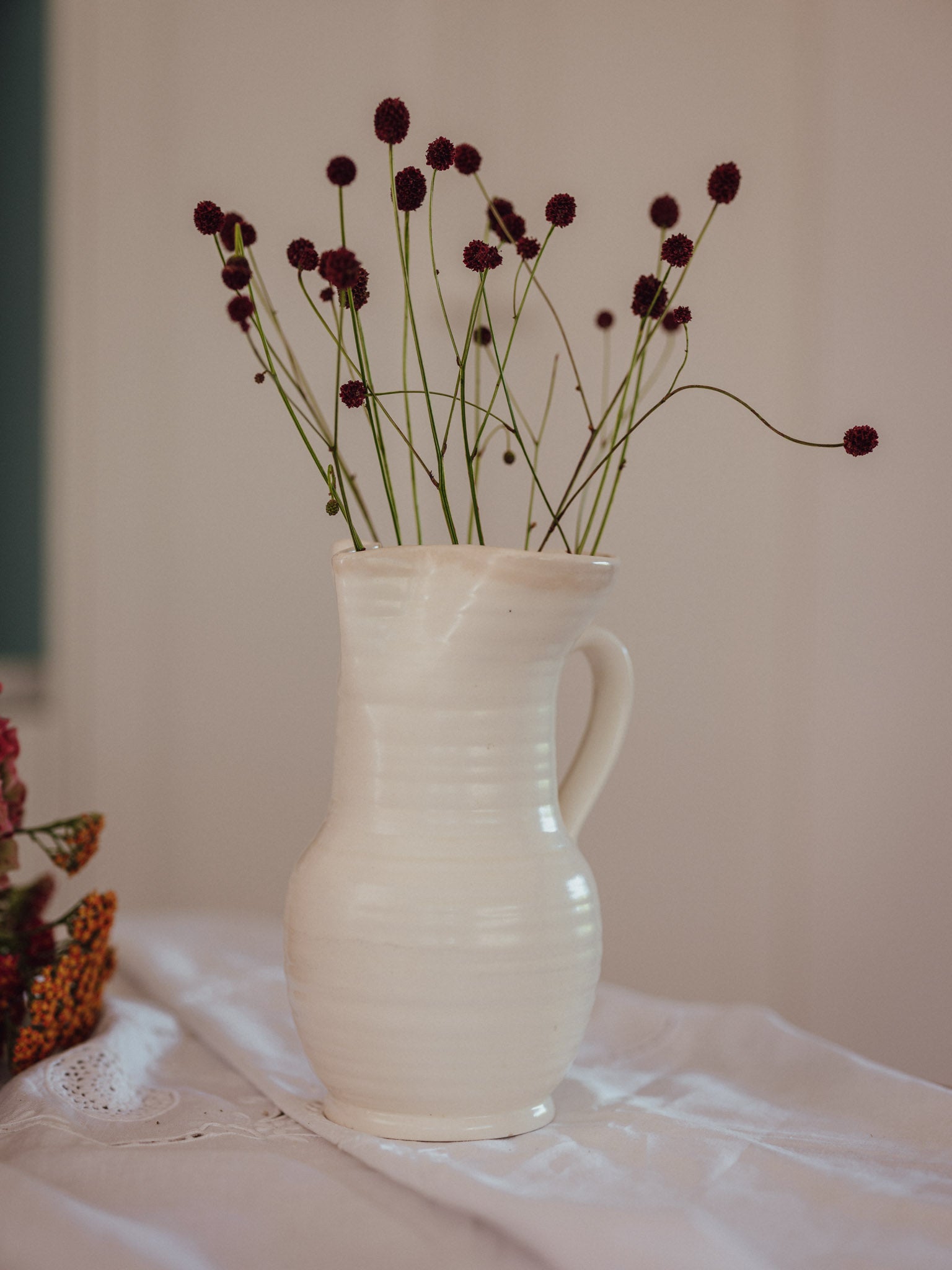 Vintage Beswick Art Deco Ribbed Jug | Creamware No. 348