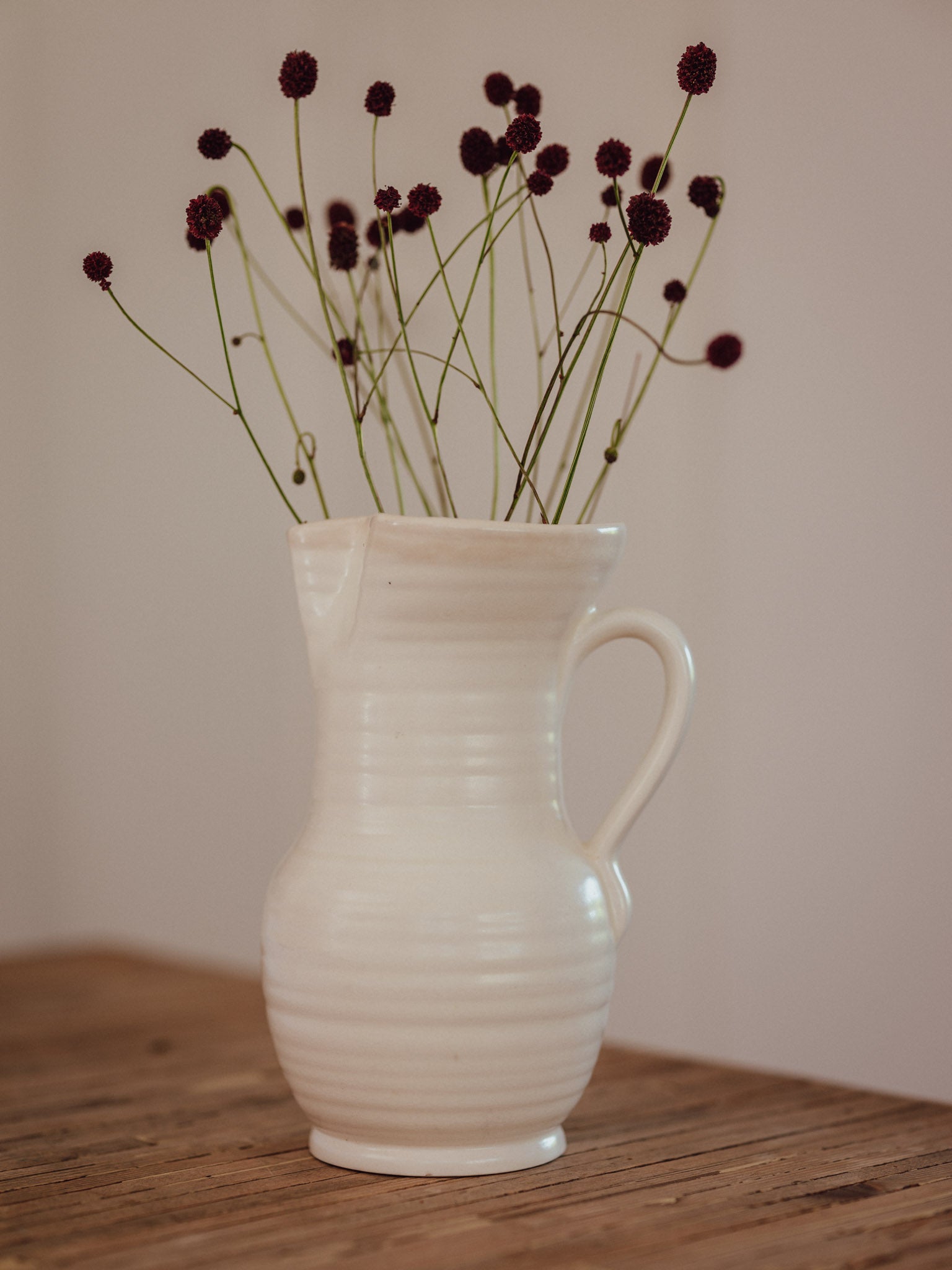 Vintage Beswick Art Deco Ribbed Jug | Creamware No. 348