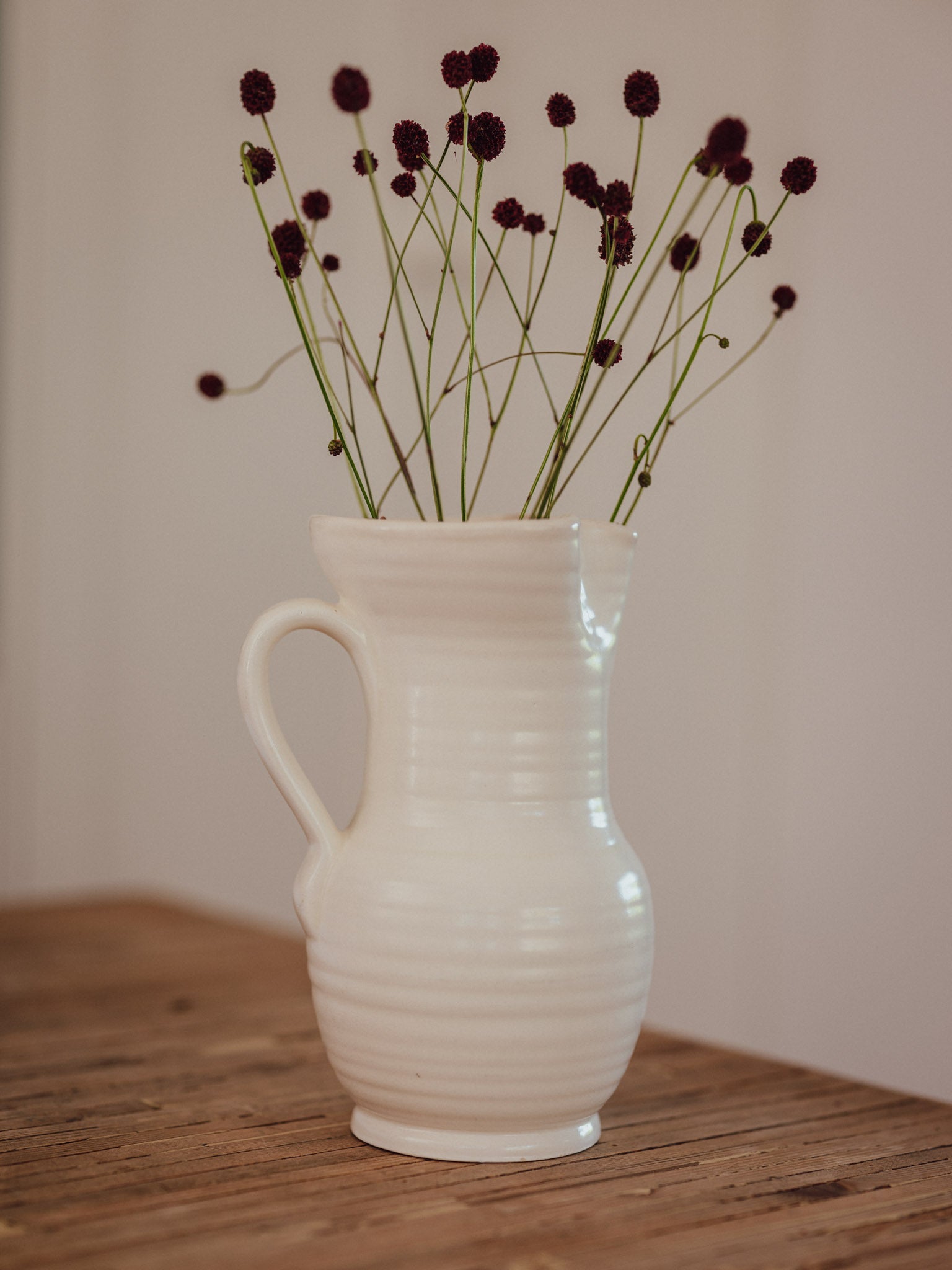 Vintage Beswick Art Deco Ribbed Jug | Creamware No. 348