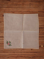 Vintage Hand-Embroidered Cross-Stitch Tea Napkins | Set of 7