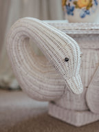 Rare Vintage White Wicker Swan Plant Stand / Side Table