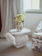 Rare Vintage White Wicker Swan Plant Stand / Side Table