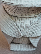 Rare Vintage White Wicker Swan Plant Stand / Side Table