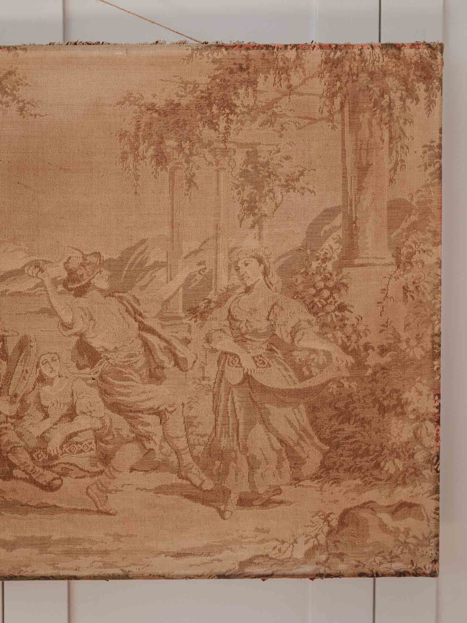 Large Vintage Unframed Wall Tapestry with Patina