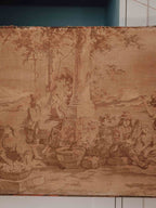 Large Vintage Unframed Wall Tapestry with Patina