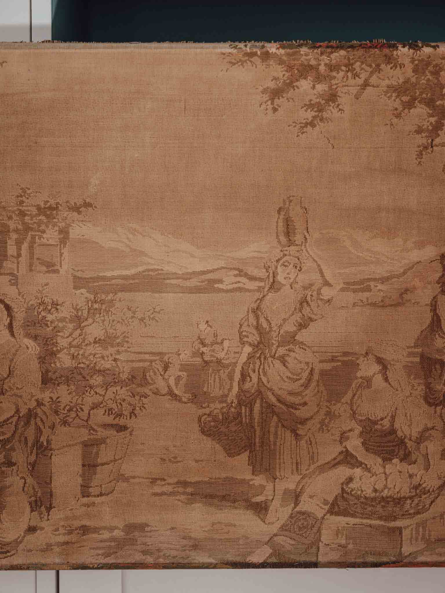 Large Vintage Unframed Wall Tapestry with Patina