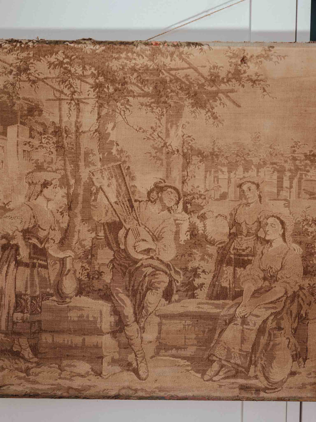 Large Vintage Unframed Wall Tapestry with Patina