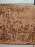 Large Vintage Unframed Wall Tapestry with Patina