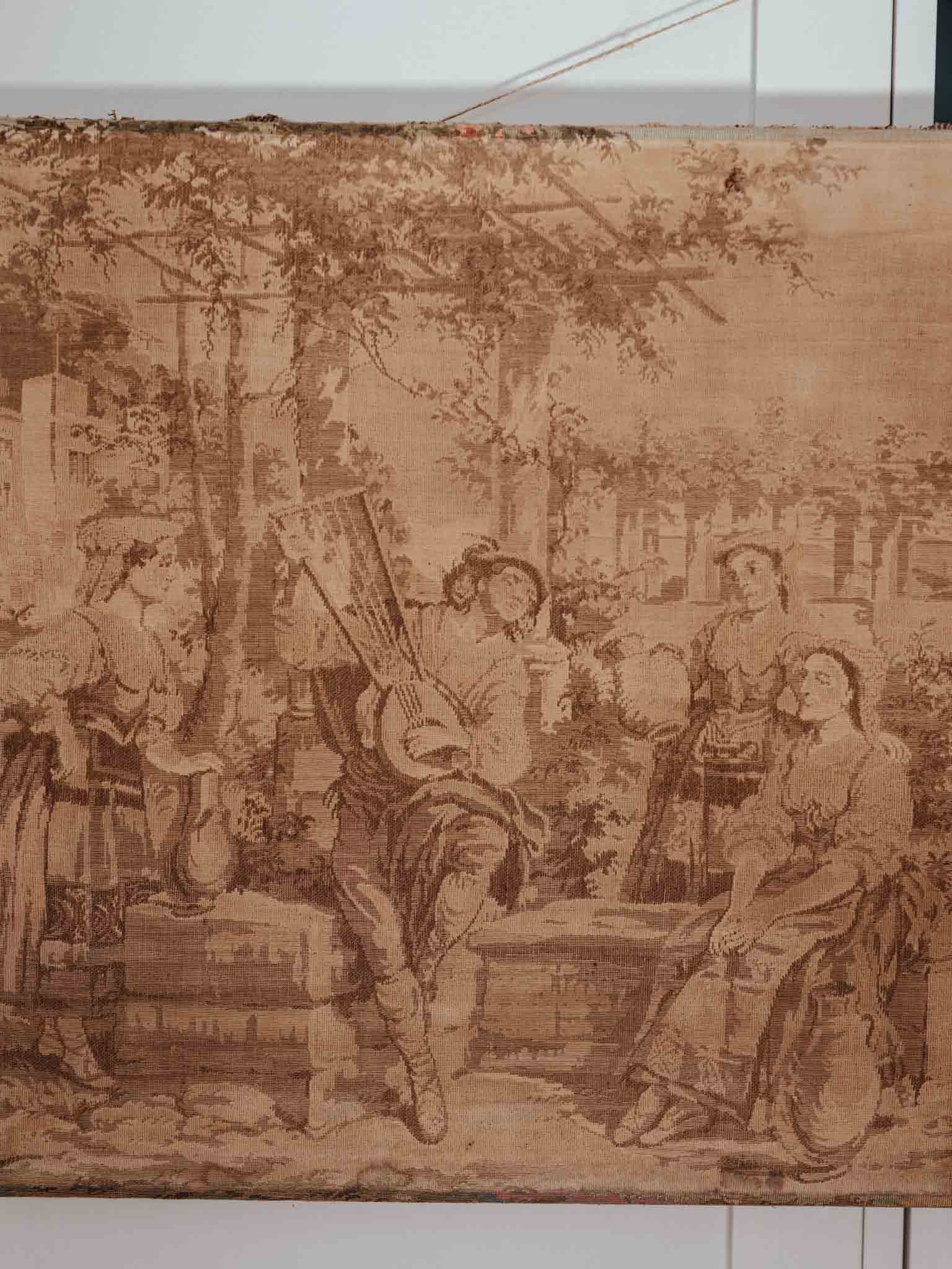 Large Vintage Unframed Wall Tapestry with Patina