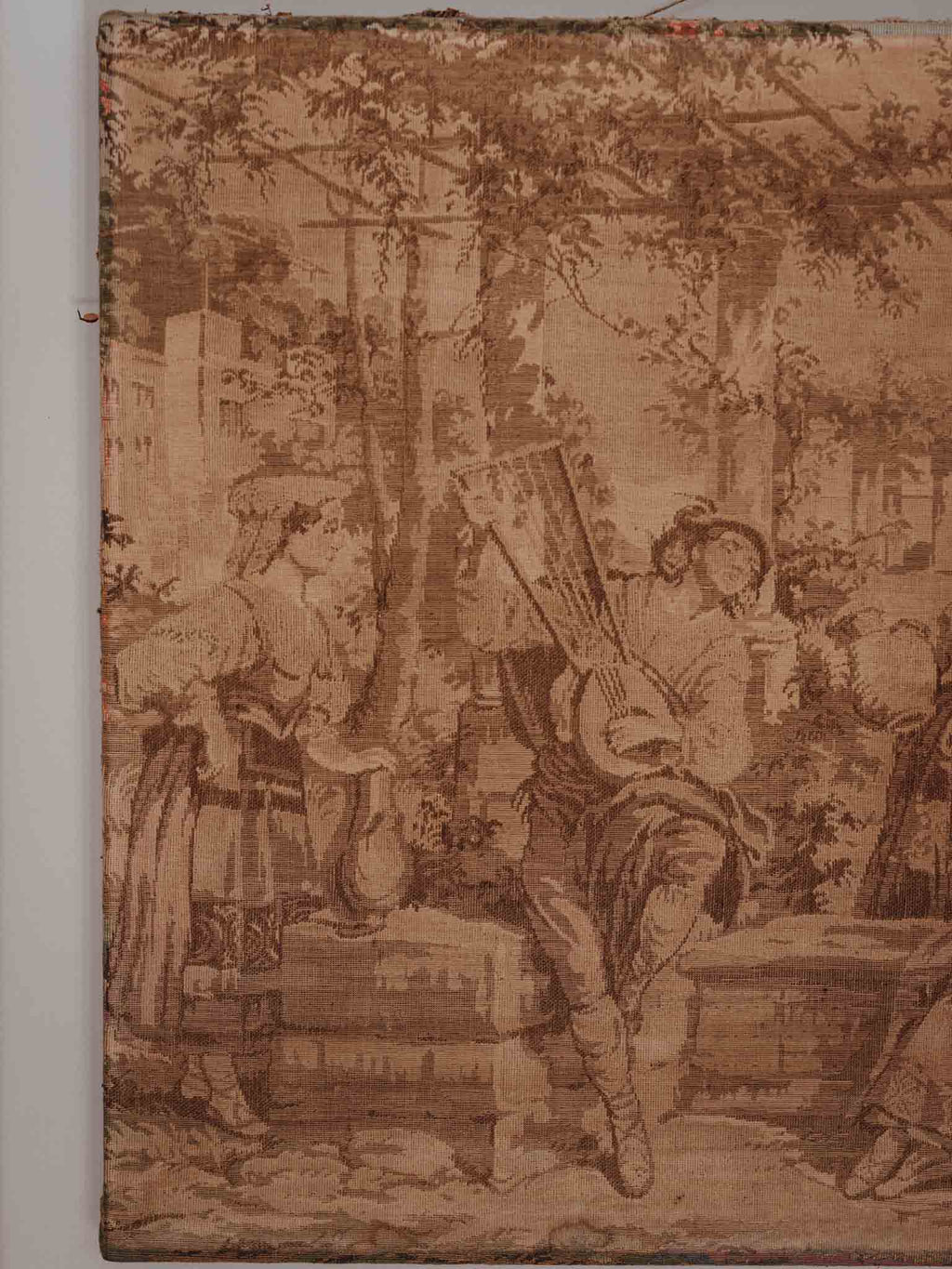 Large Vintage Unframed Wall Tapestry with Patina