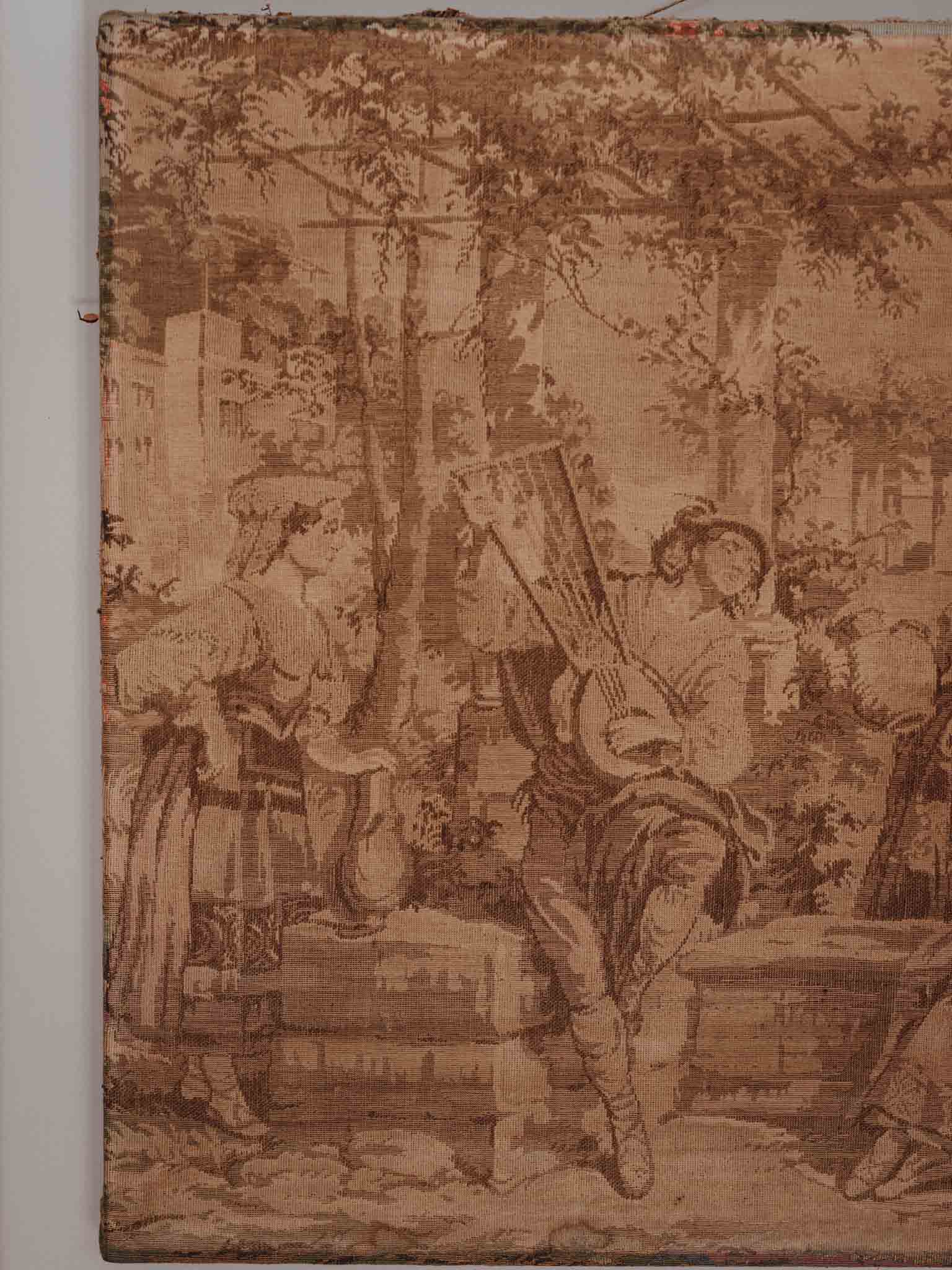 Large Vintage Unframed Wall Tapestry with Patina