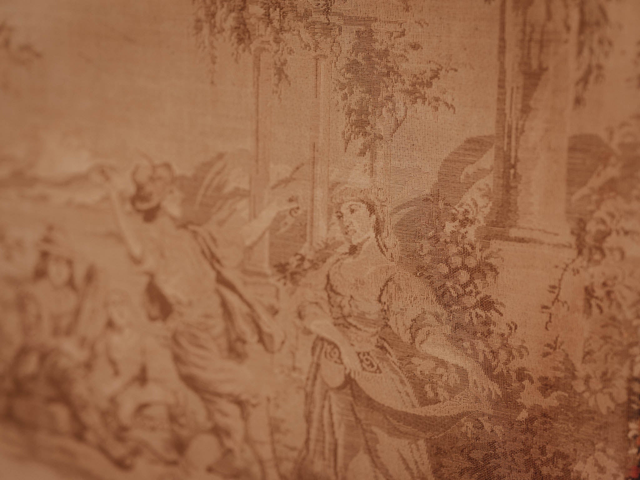 Large Vintage Unframed Wall Tapestry with Patina