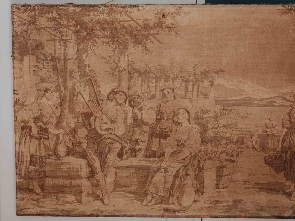 Large Vintage Unframed Wall Tapestry with Patina