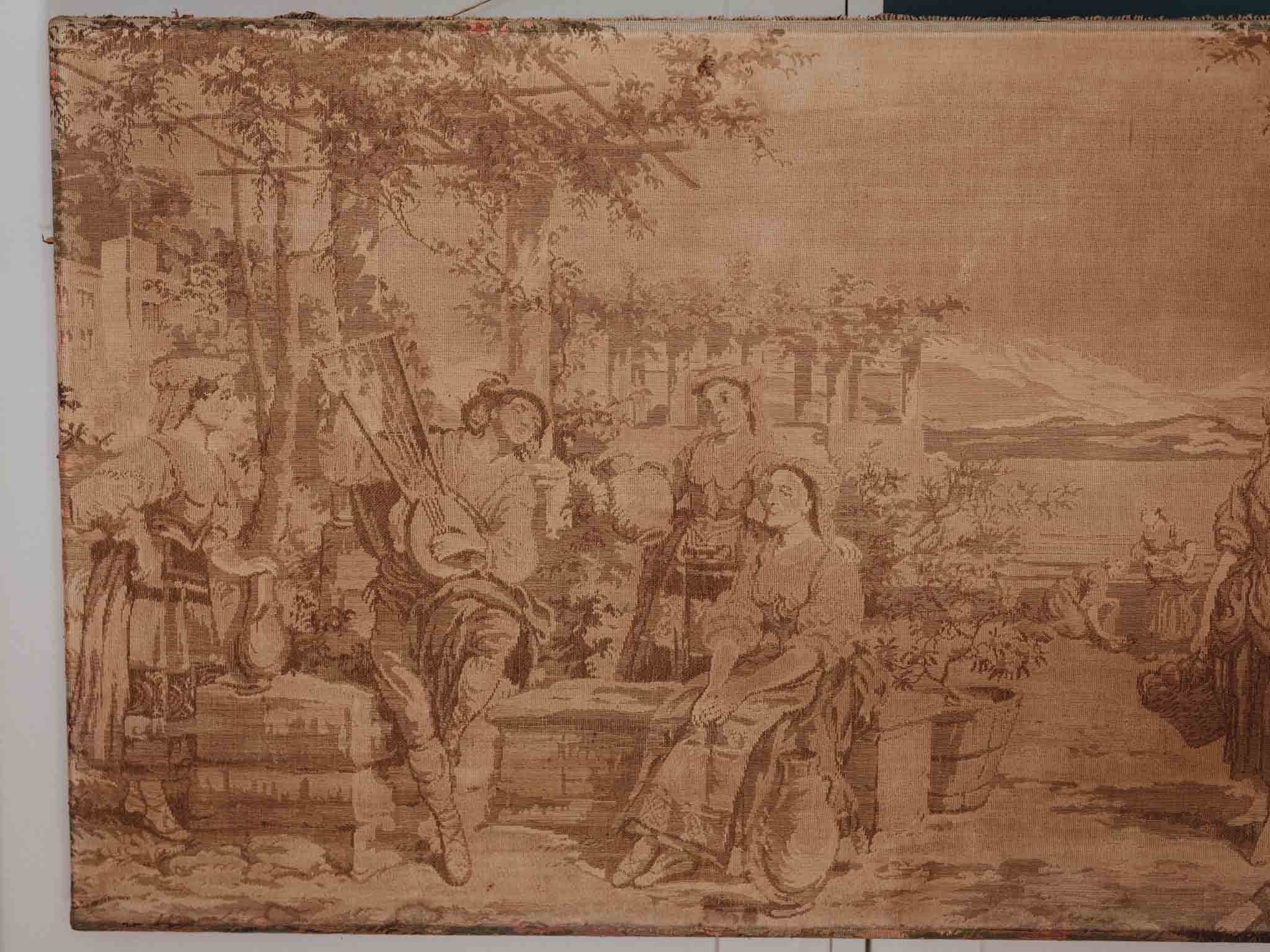 Large Vintage Unframed Wall Tapestry with Patina