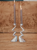 Vintage Aluminum Zigzag Candlestick Holders | Matthew Hilton Style