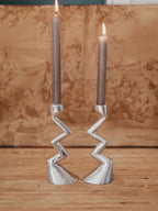 Vintage Aluminum Zigzag Candlestick Holders | Matthew Hilton Style