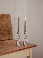 Vintage Aluminum Zigzag Candlestick Holders | Matthew Hilton Style