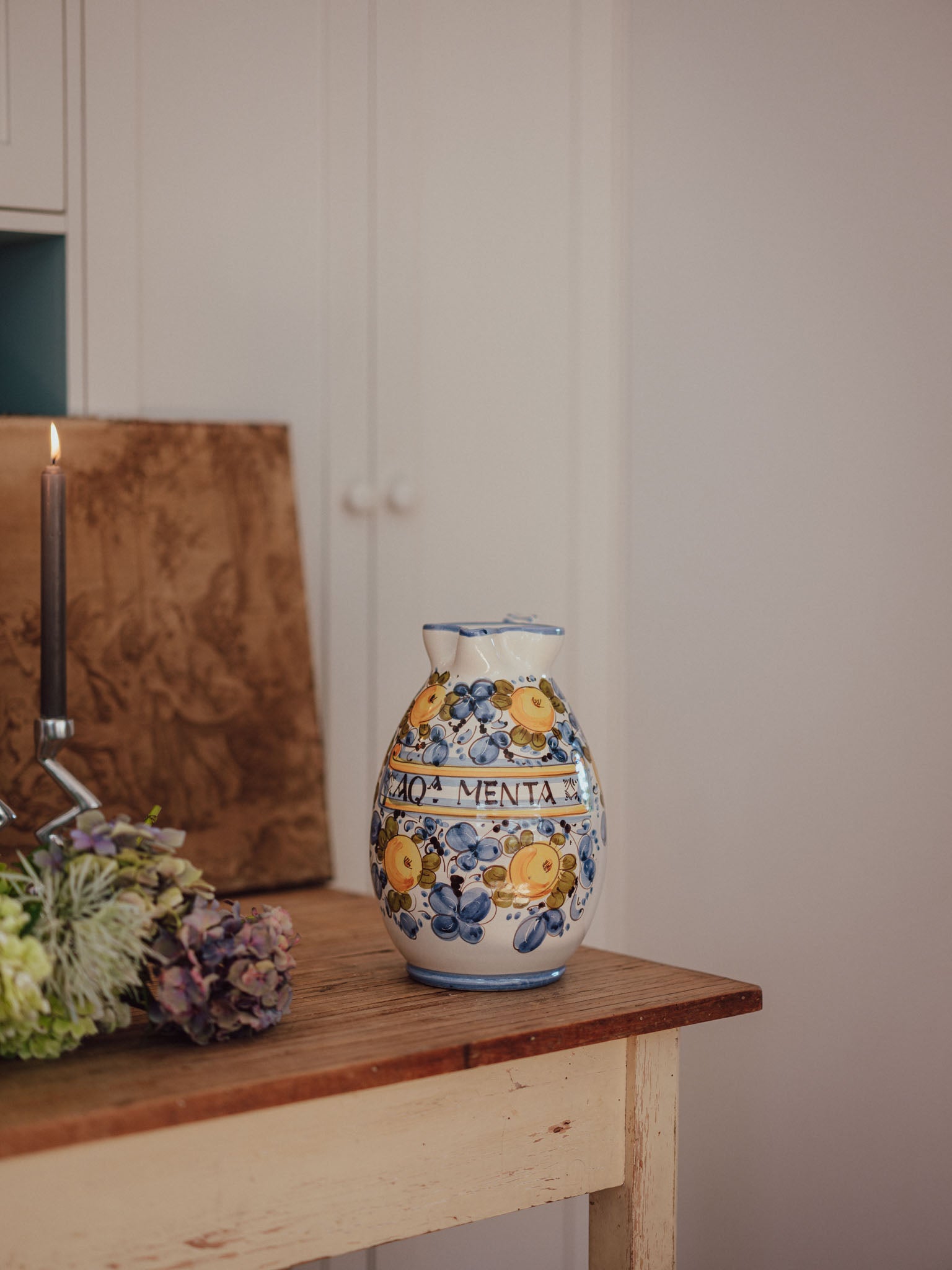 Handmade & Painted Italian Pottery Water Jug