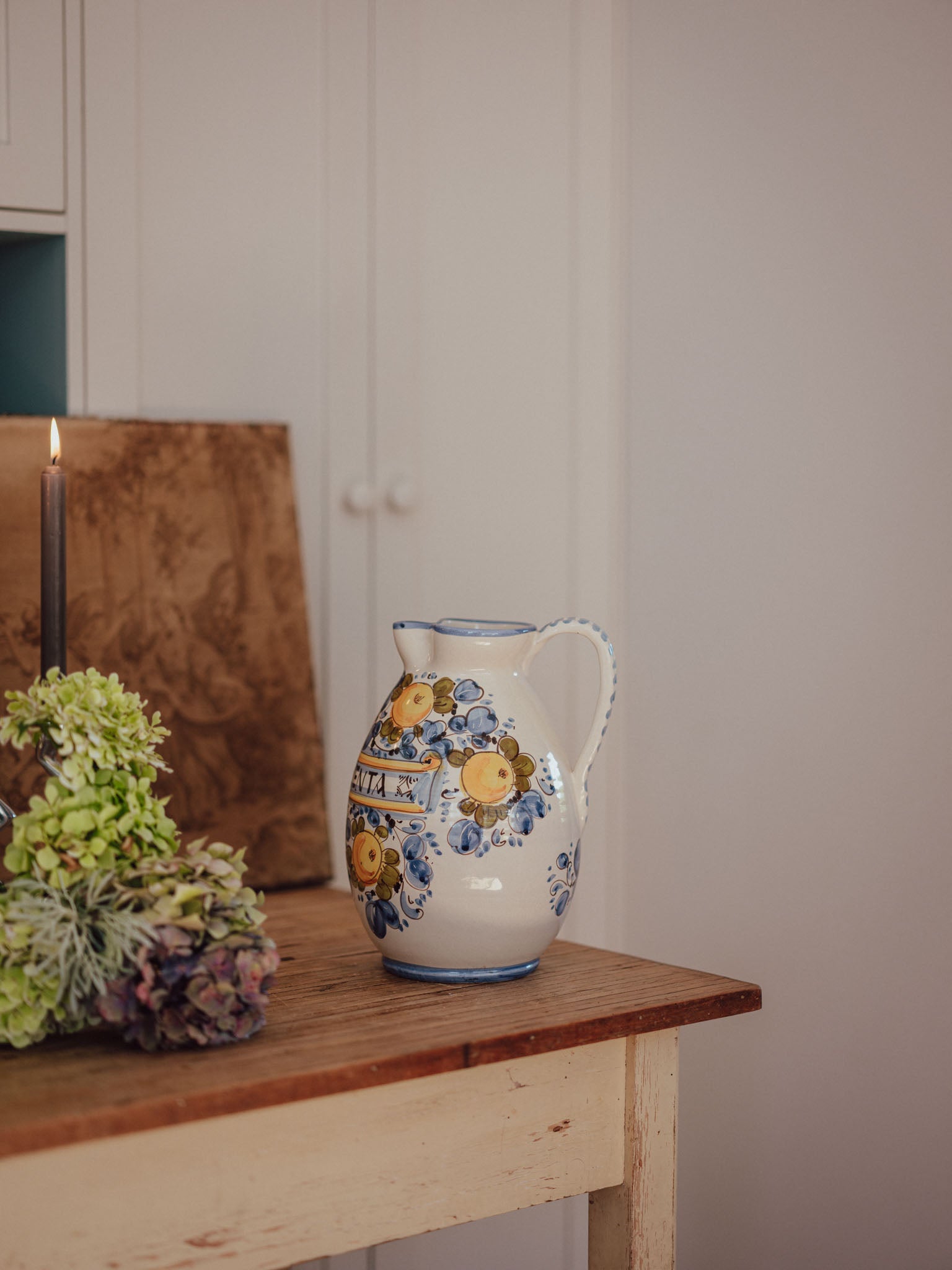 Handmade & Painted Italian Pottery Water Jug