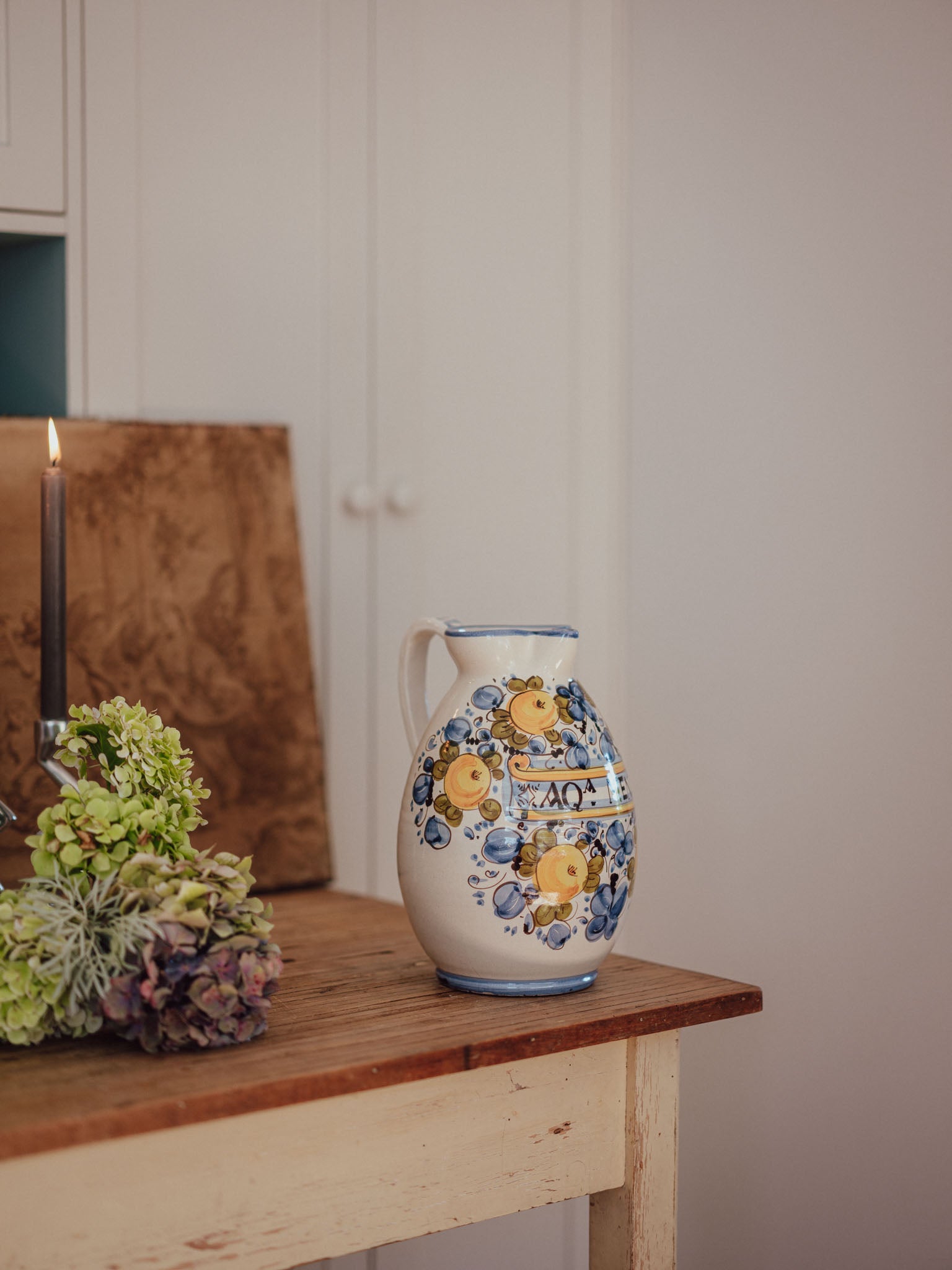 Handmade & Painted Italian Pottery Water Jug