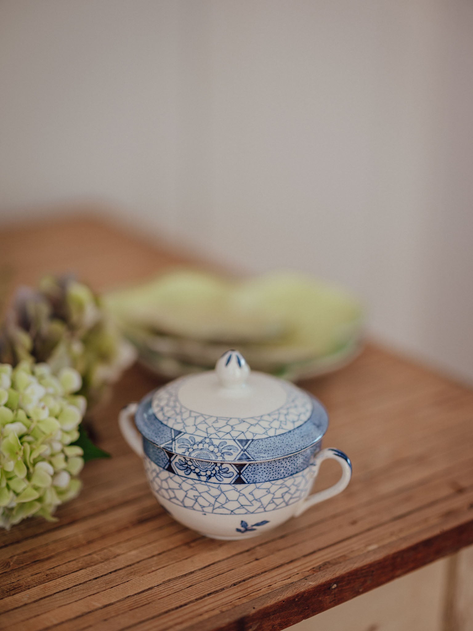 Antique Adams Juliet Blue & White Trinket Dish with Lid