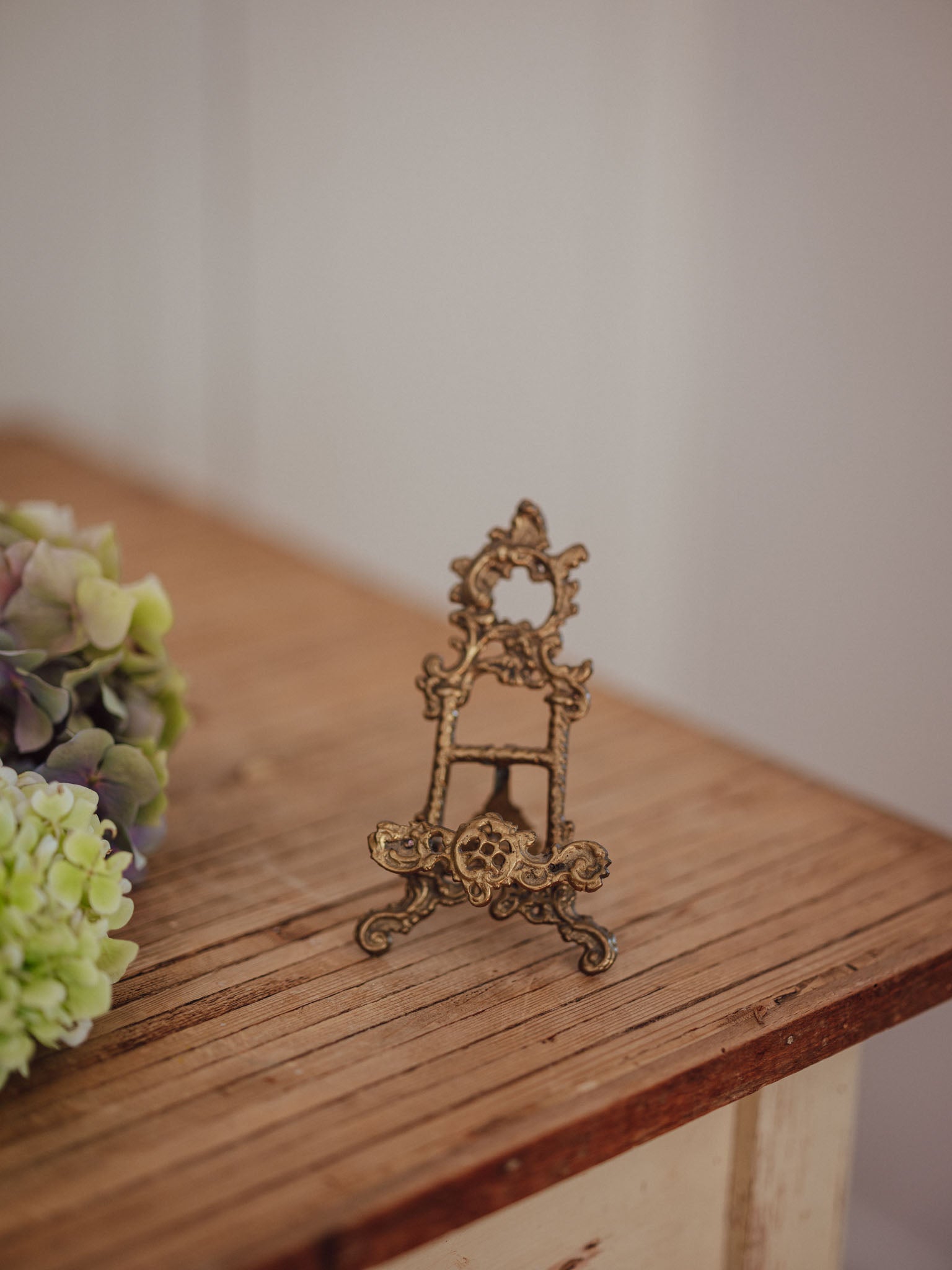 Vintage Ornate Brass Display Easel | Scrollwork Detail