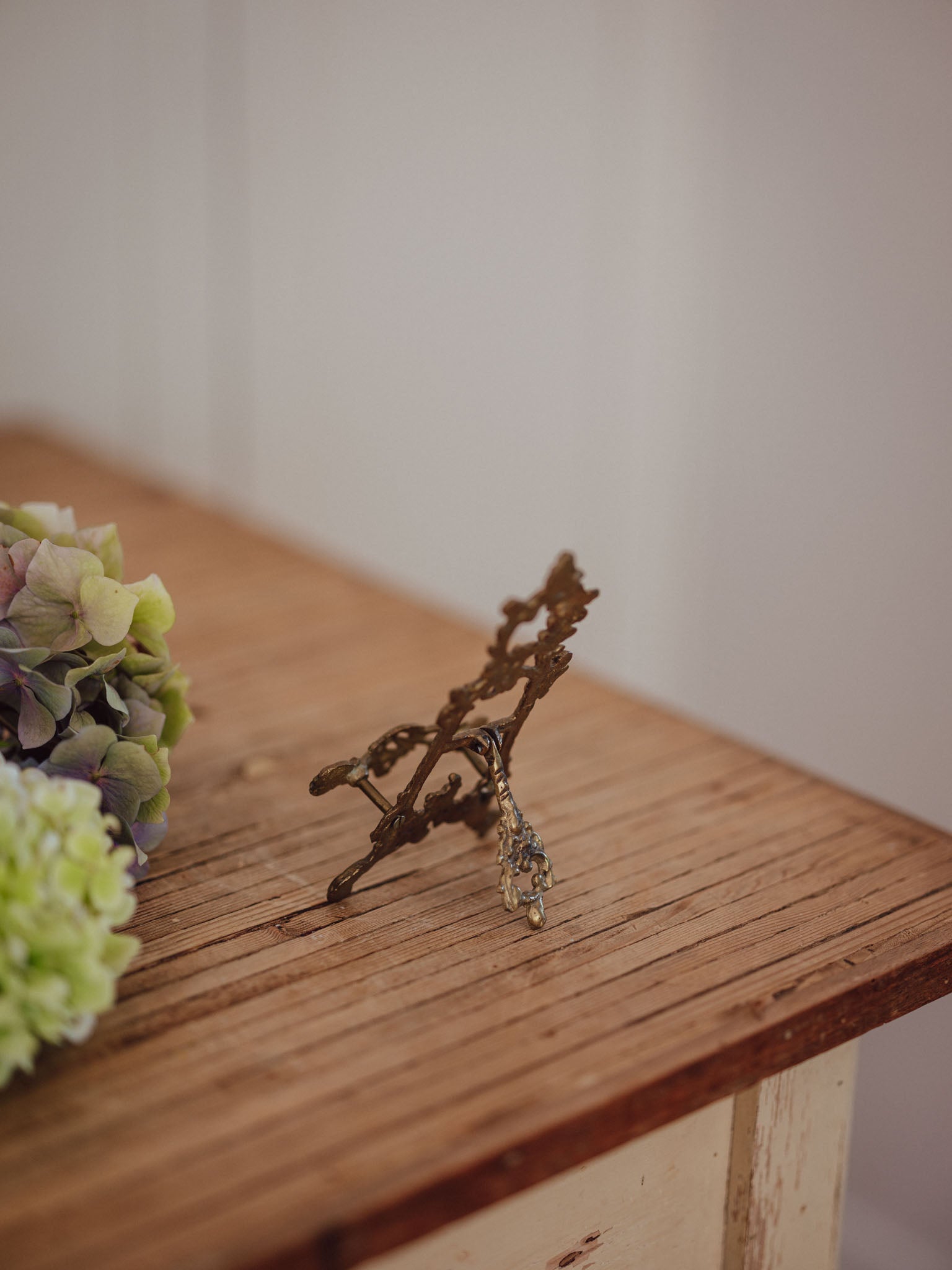 Vintage Ornate Brass Display Easel | Scrollwork Detail